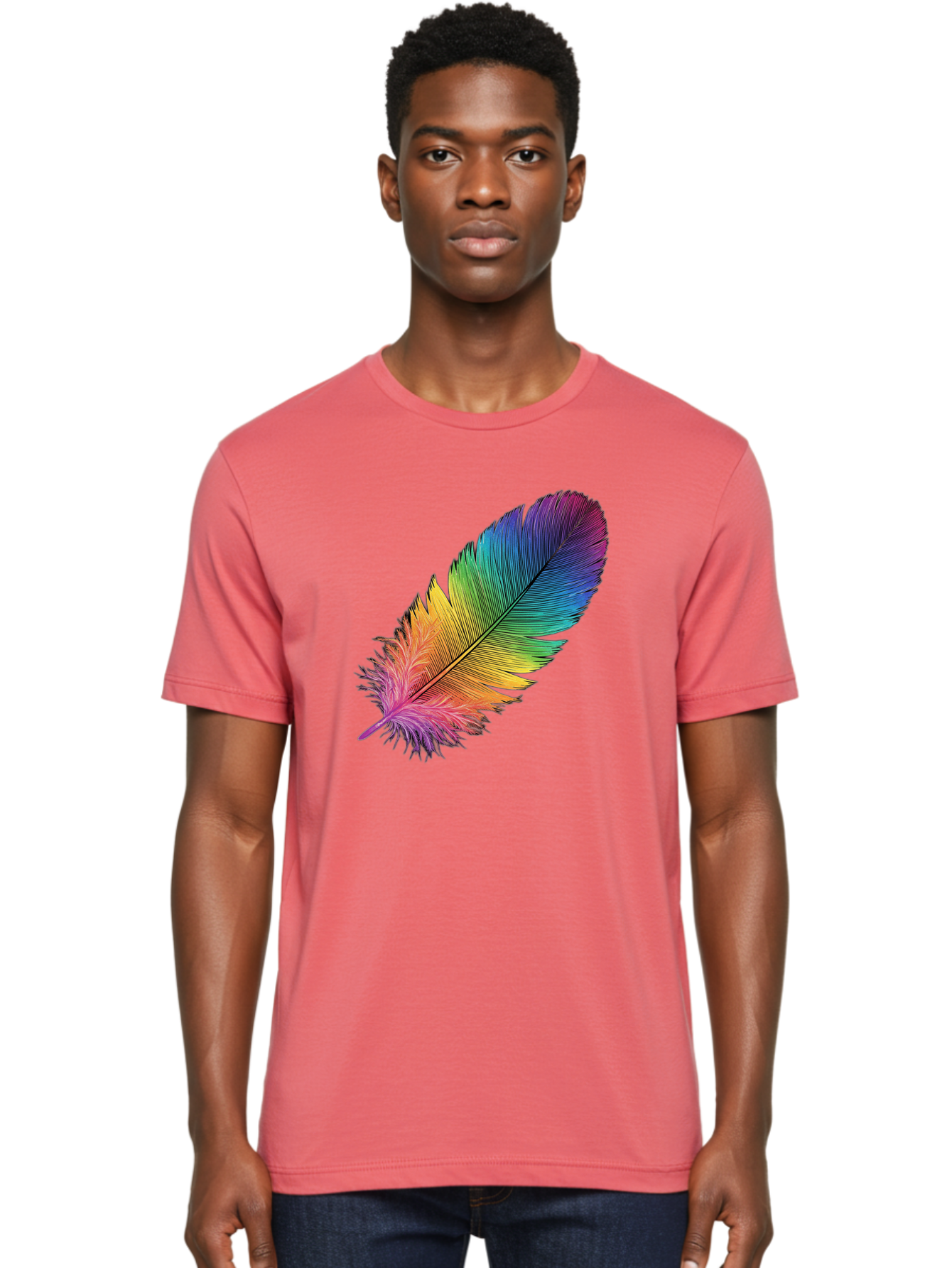 Rainbow-Feather-9 Men'S Graphic Tee, 100% Cotton, Comfortable Casual Summer Wear, Machine Washable, Vintage Camera, Old Camera, Antique Camera, Black Camera, Classic Photography, Photography Equipment, Nostalgic Device, Film Camera, Camera Art Baj232