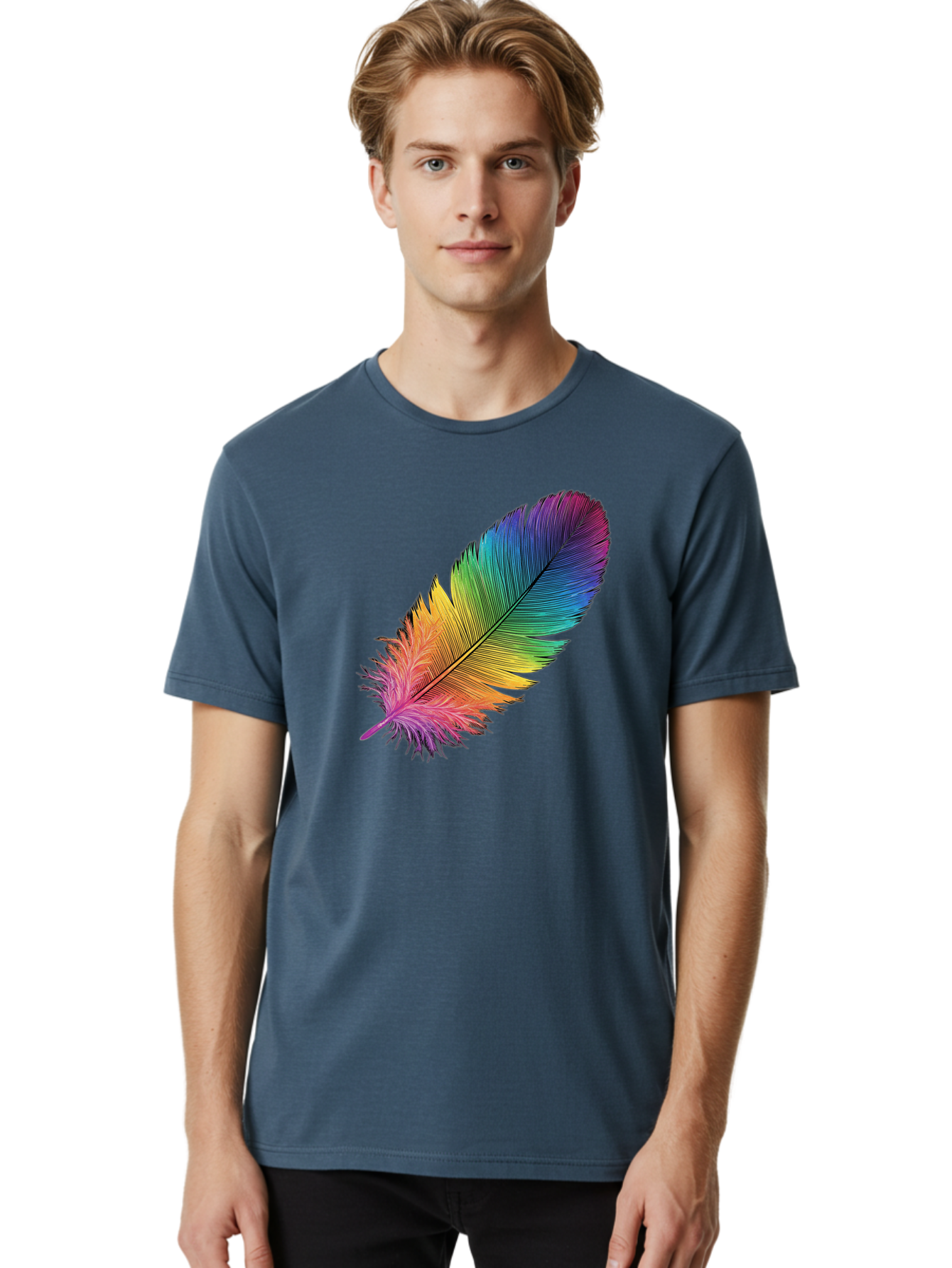 Rainbow-Feather-9 Men'S Graphic Tee, 100% Cotton, Comfortable Casual Summer Wear, Machine Washable, Vintage Camera, Old Camera, Antique Camera, Black Camera, Classic Photography, Photography Equipment, Nostalgic Device, Film Camera, Camera Art Baj232