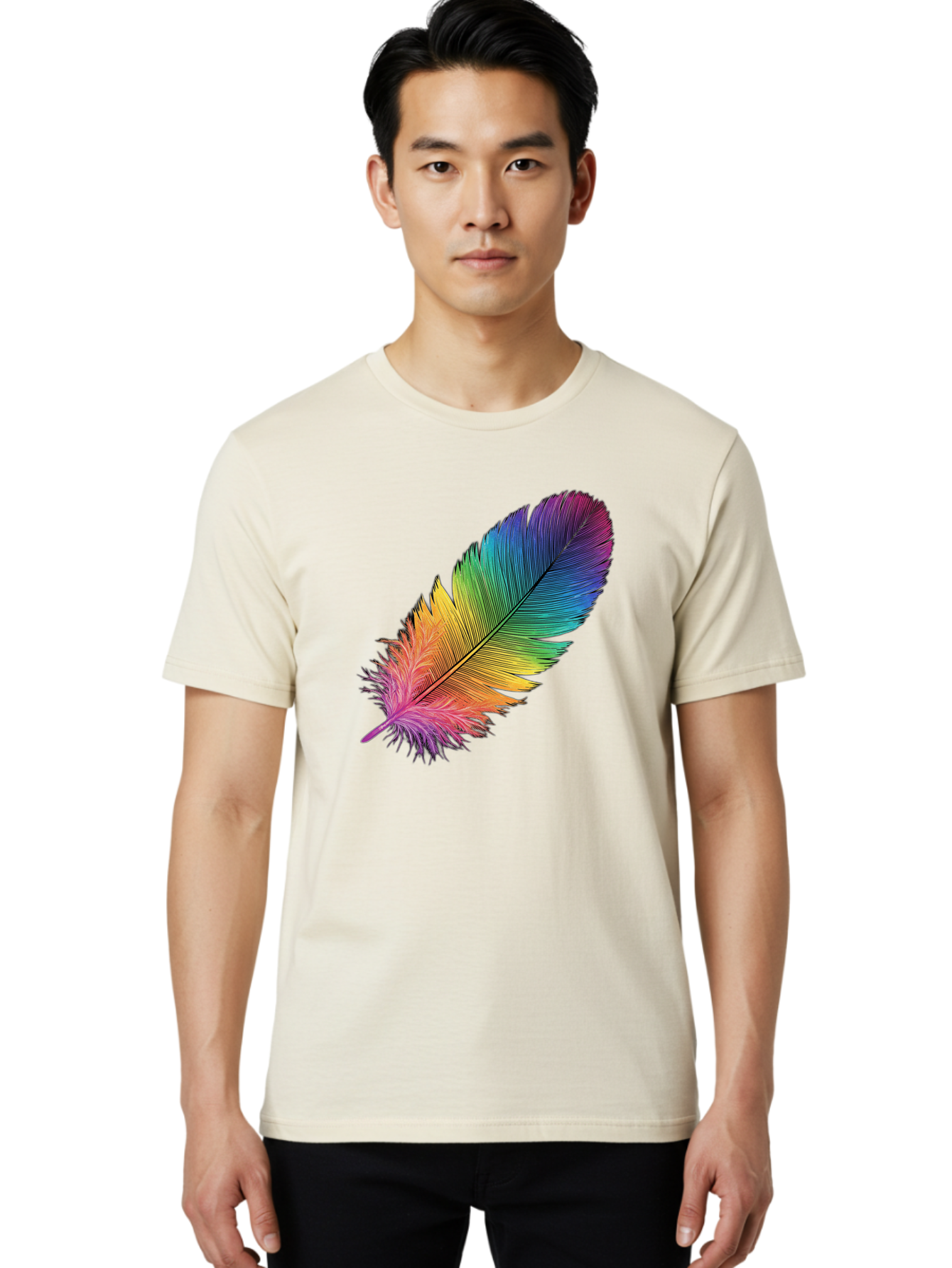 Rainbow-Feather-9 Men'S Graphic Tee, 100% Cotton, Comfortable Casual Summer Wear, Machine Washable, Vintage Camera, Old Camera, Antique Camera, Black Camera, Classic Photography, Photography Equipment, Nostalgic Device, Film Camera, Camera Art Baj232