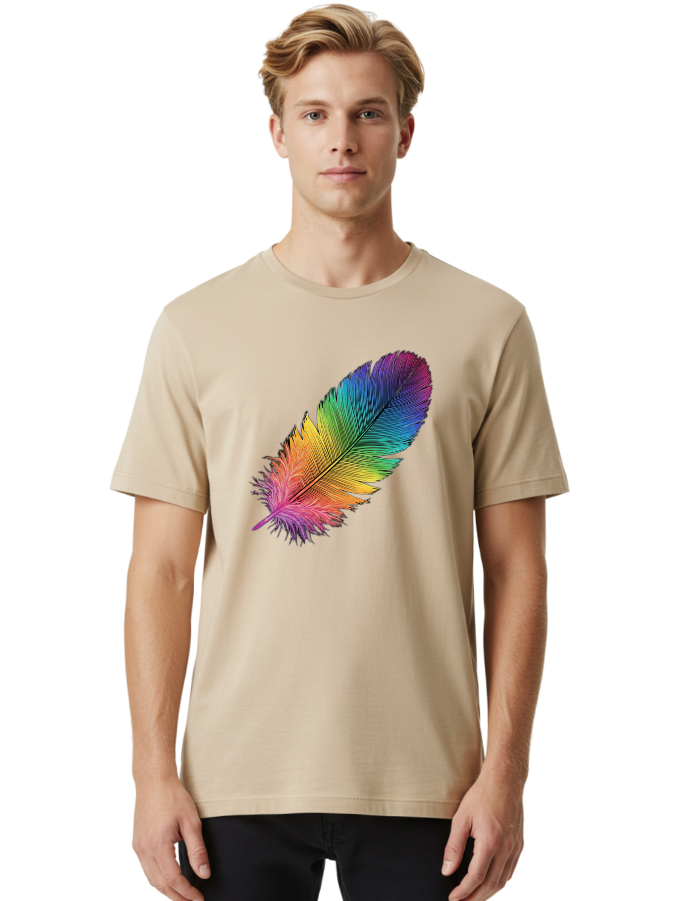 Rainbow-Feather-9 Men'S Graphic Tee, 100% Cotton, Comfortable Casual Summer Wear, Machine Washable, Vintage Camera, Old Camera, Antique Camera, Black Camera, Classic Photography, Photography Equipment, Nostalgic Device, Film Camera, Camera Art Baj232