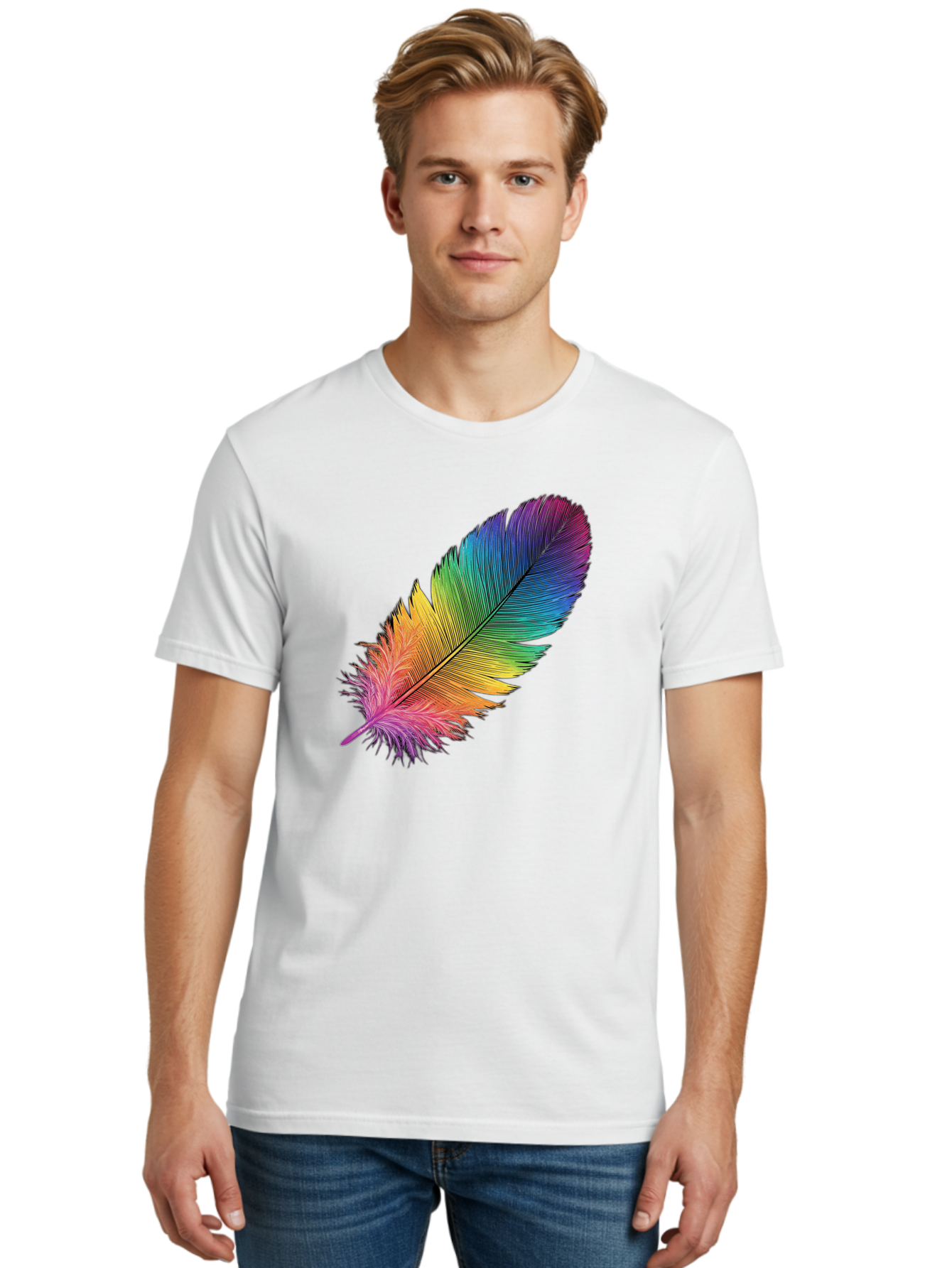 Rainbow-Feather-9 Men'S Graphic Tee, 100% Cotton, Comfortable Casual Summer Wear, Machine Washable, Vintage Camera, Old Camera, Antique Camera, Black Camera, Classic Photography, Photography Equipment, Nostalgic Device, Film Camera, Camera Art Baj232