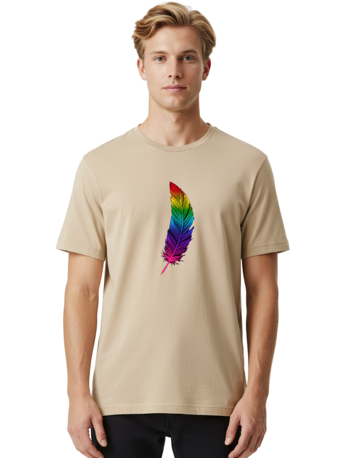 Rainbow-Feather Men'S Graphic Tee, 100% Cotton, Comfortable Casual Summer Wear, Machine Washable, Vintage Camera, Old Camera, Antique Camera, Black Camera, Classic Photography, Photography Equipment, Nostalgic Device, Film Camera, Camera Art Baj233