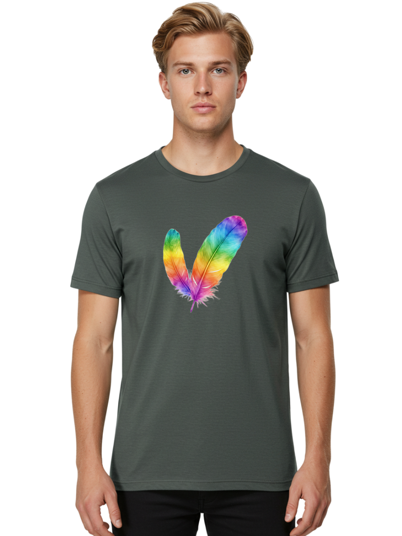 Rainbow-Feathers Men'S Graphic Tee, 100% Cotton, Comfortable Casual Summer Wear, Machine Washable, Vintage Camera, Old Camera, Antique Camera, Black Camera, Classic Photography, Photography Equipment, Nostalgic Device, Film Camera, Camera Art Baj234