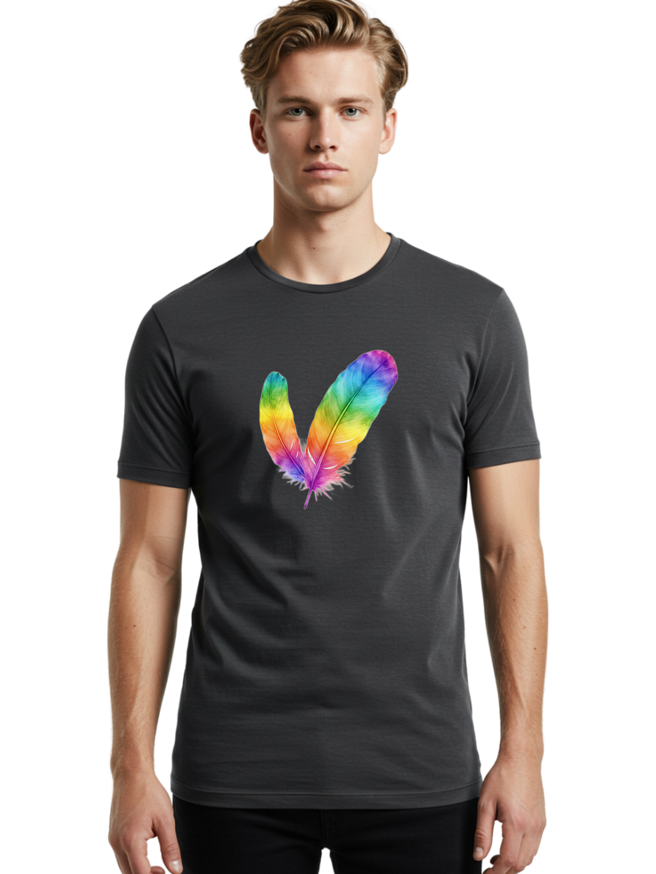 Rainbow-Feathers Men'S Graphic Tee, 100% Cotton, Comfortable Casual Summer Wear, Machine Washable, Vintage Camera, Old Camera, Antique Camera, Black Camera, Classic Photography, Photography Equipment, Nostalgic Device, Film Camera, Camera Art Baj234