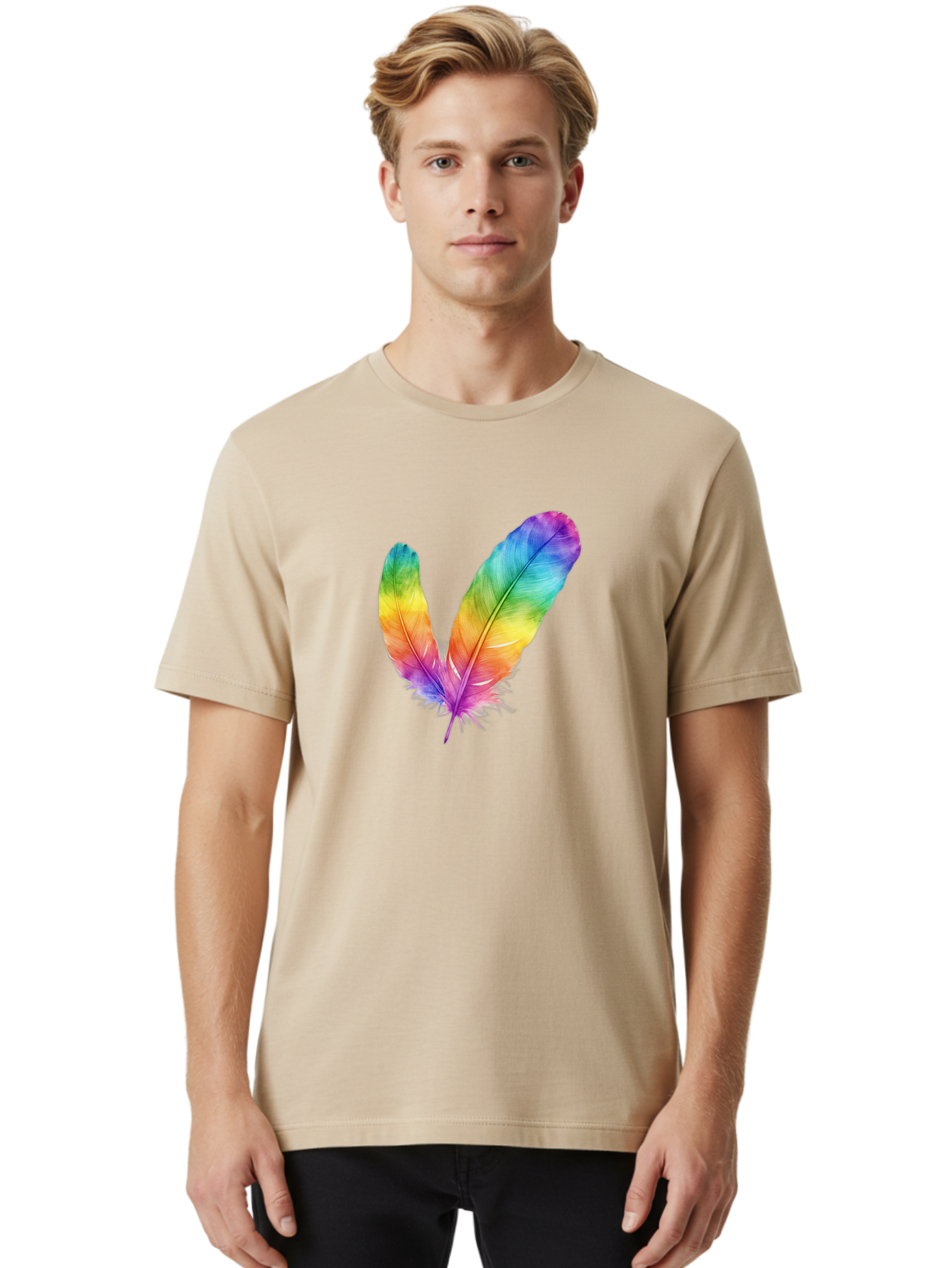 Rainbow-Feathers Men'S Graphic Tee, 100% Cotton, Comfortable Casual Summer Wear, Machine Washable, Vintage Camera, Old Camera, Antique Camera, Black Camera, Classic Photography, Photography Equipment, Nostalgic Device, Film Camera, Camera Art Baj234