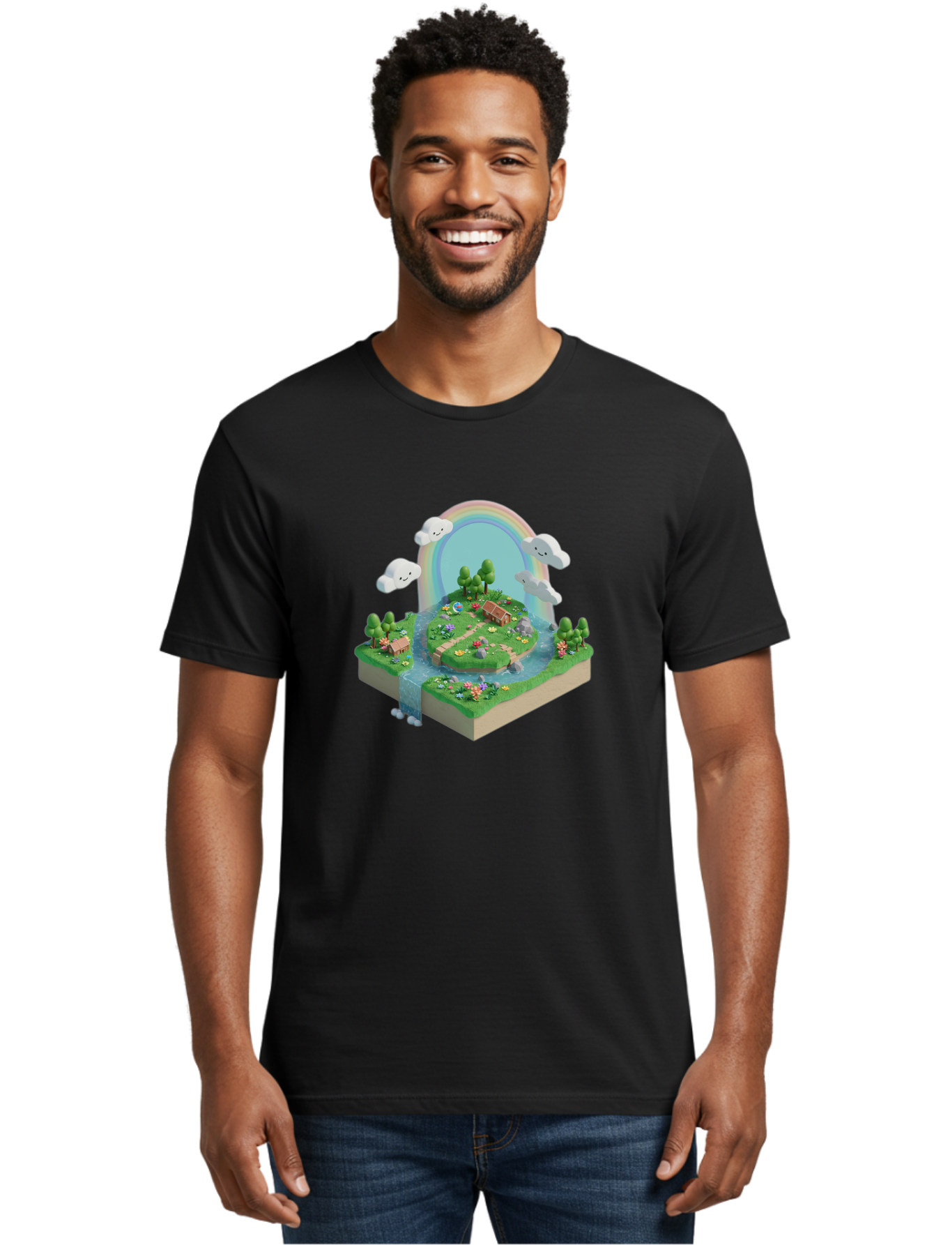 Rainbow-Landscape Men'S Graphic Tee, 100% Cotton, Comfortable Casual Summer Wear, Machine Washable, Vintage Camera, Old Camera, Antique Camera, Black Camera, Classic Photography, Photography Equipment, Nostalgic Device, Film Camera, Camera Art Baj235