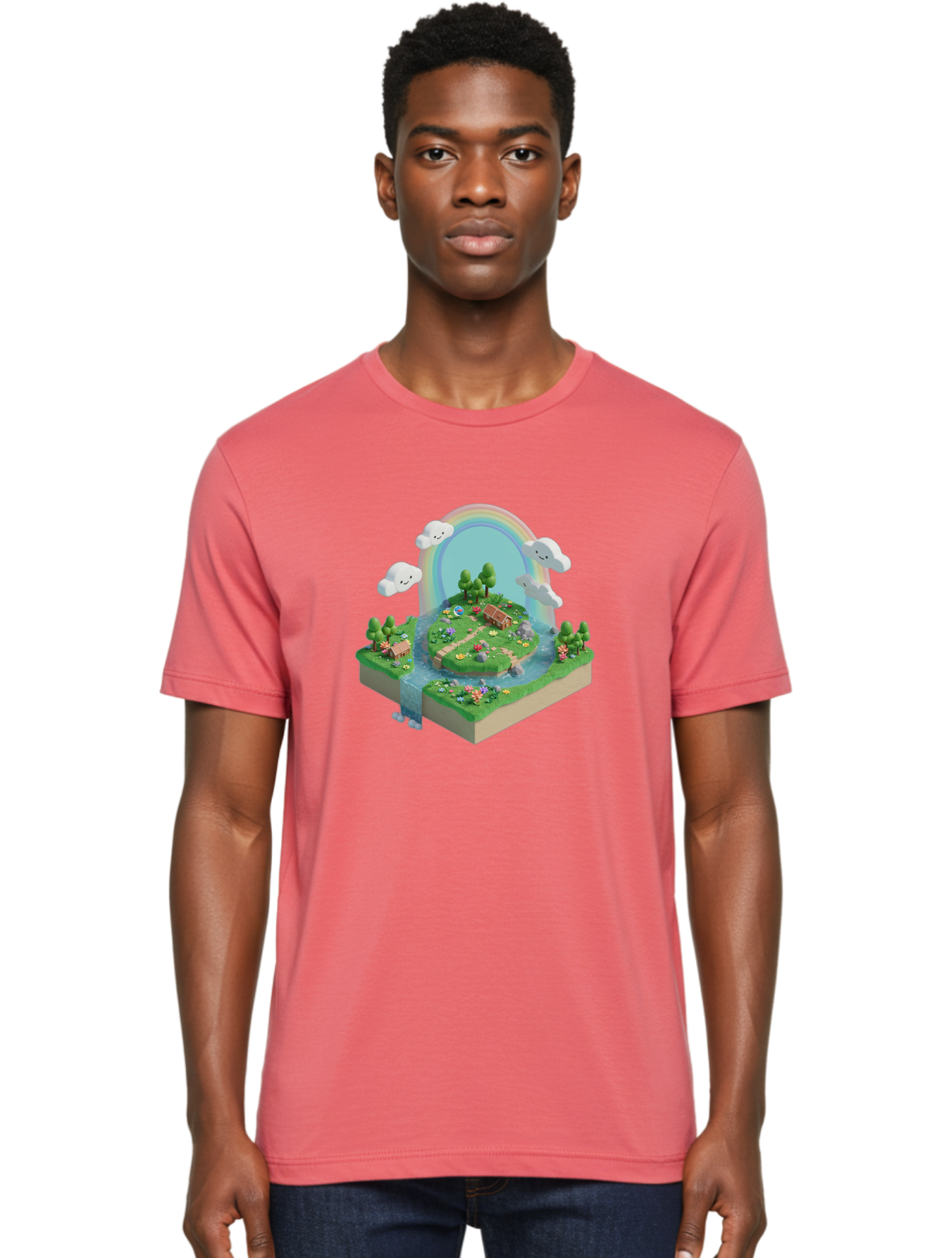 Rainbow-Landscape Men'S Graphic Tee, 100% Cotton, Comfortable Casual Summer Wear, Machine Washable, Vintage Camera, Old Camera, Antique Camera, Black Camera, Classic Photography, Photography Equipment, Nostalgic Device, Film Camera, Camera Art Baj235