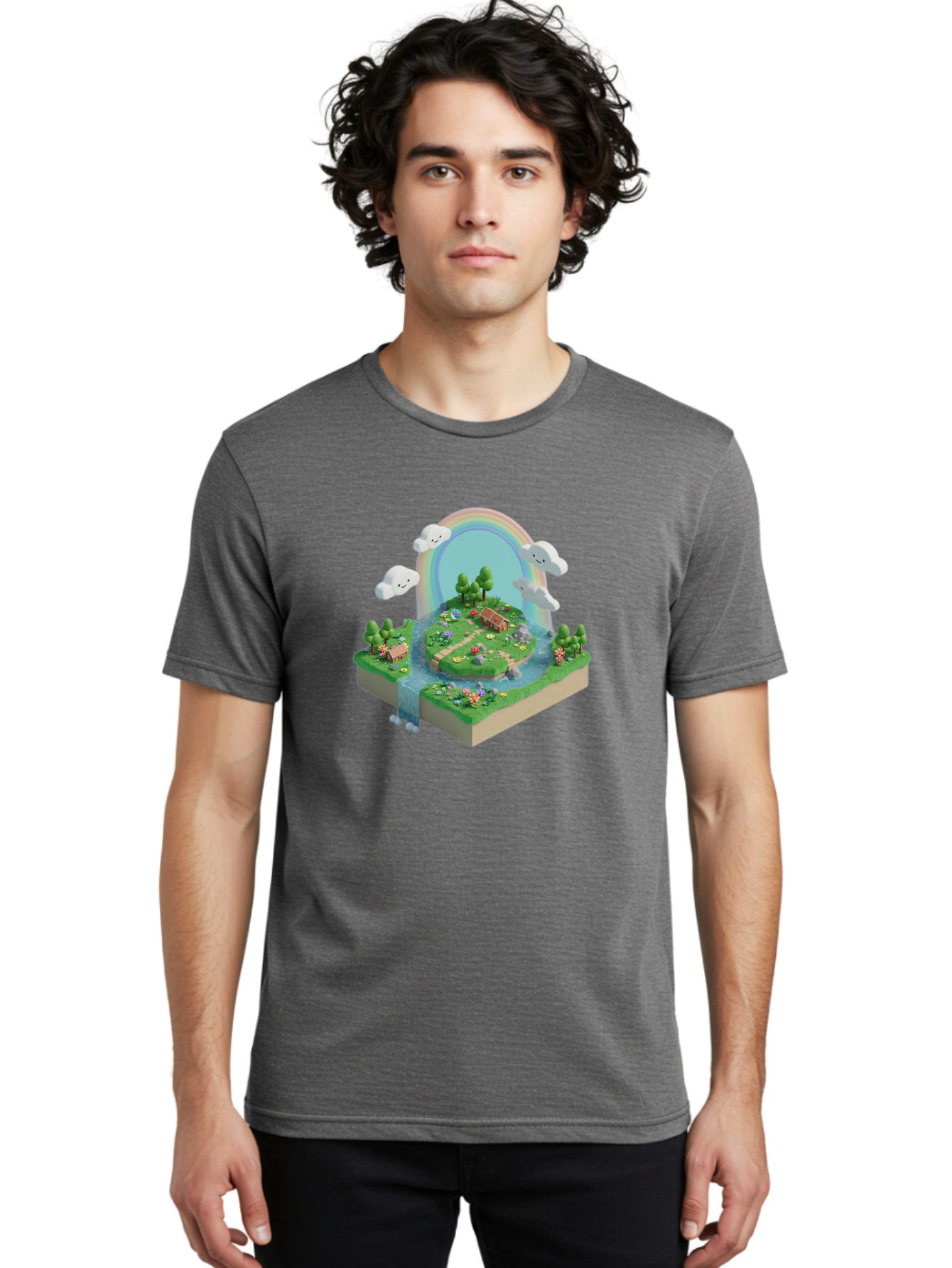 Rainbow-Landscape Men'S Graphic Tee, 100% Cotton, Comfortable Casual Summer Wear, Machine Washable, Vintage Camera, Old Camera, Antique Camera, Black Camera, Classic Photography, Photography Equipment, Nostalgic Device, Film Camera, Camera Art Baj235
