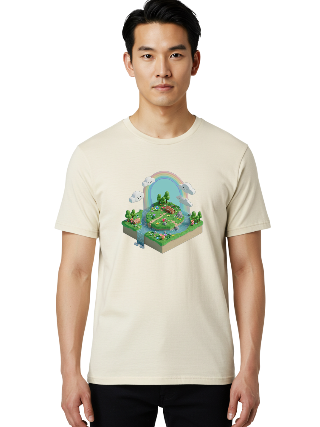 Rainbow-Landscape Men'S Graphic Tee, 100% Cotton, Comfortable Casual Summer Wear, Machine Washable, Vintage Camera, Old Camera, Antique Camera, Black Camera, Classic Photography, Photography Equipment, Nostalgic Device, Film Camera, Camera Art Baj235