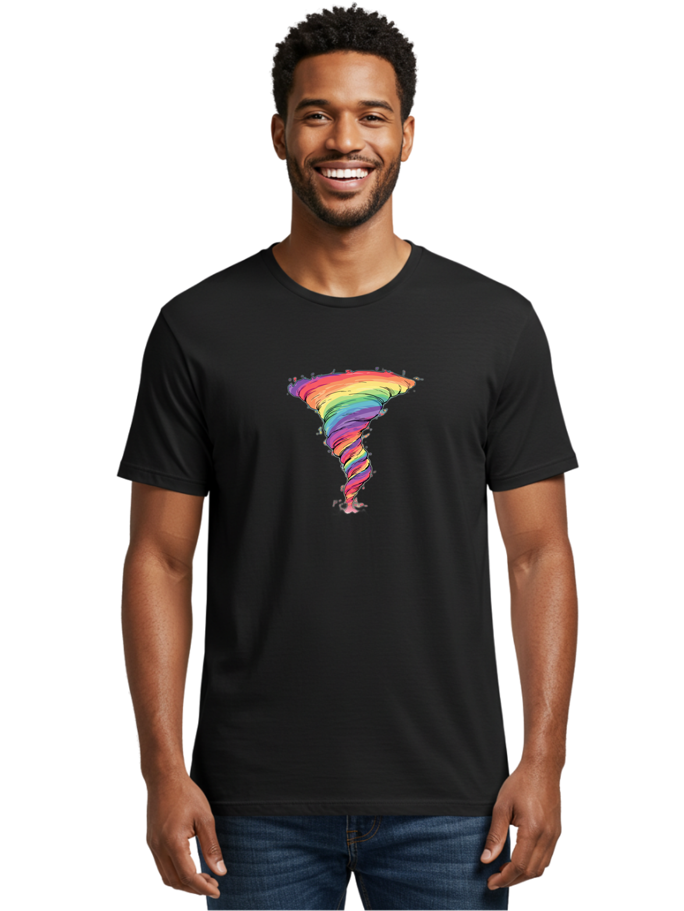 Rainbow-Tornado Men'S Graphic Tee, 100% Cotton, Comfortable Casual Summer Wear, Machine Washable, Vintage Camera, Old Camera, Antique Camera, Black Camera, Classic Photography, Photography Equipment, Nostalgic Device, Film Camera, Camera Art Baj239