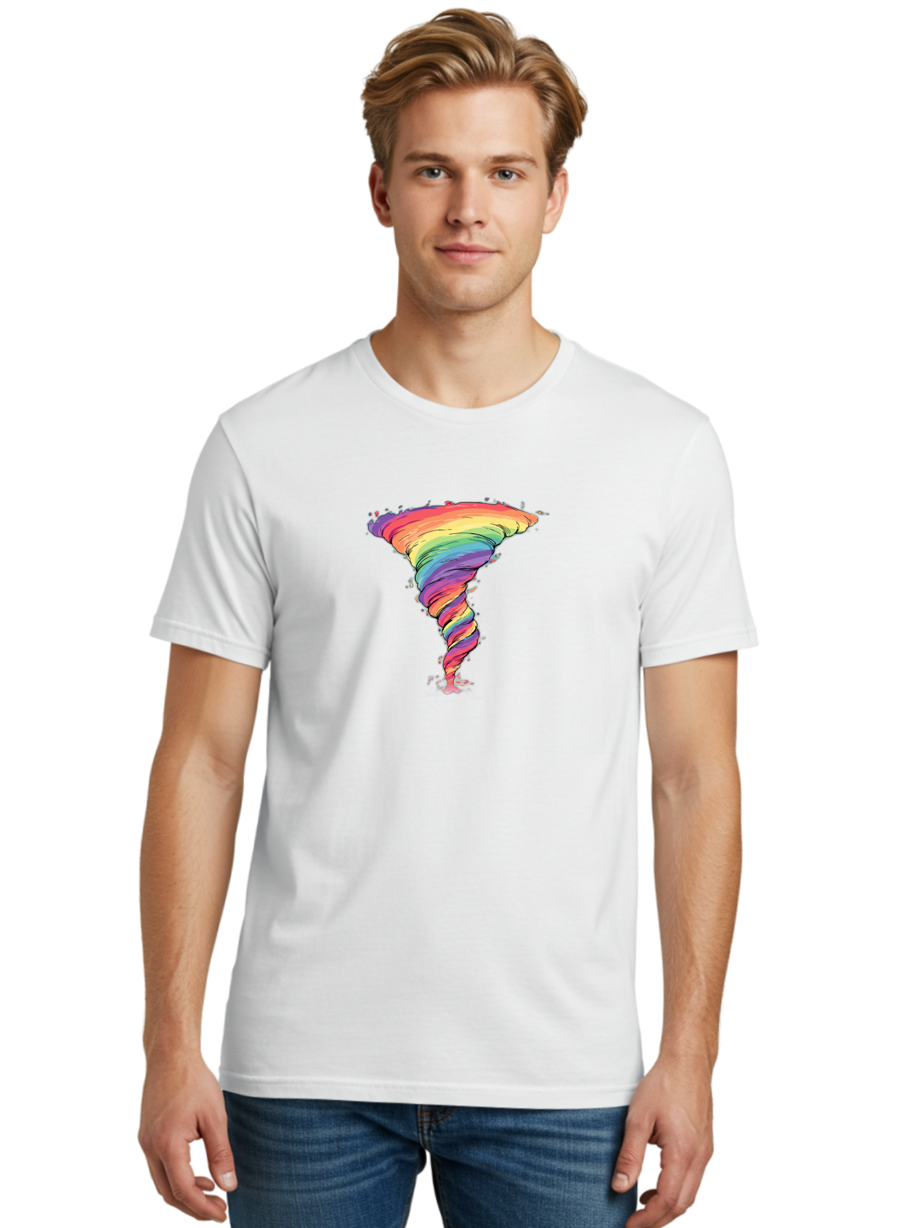 Rainbow-Tornado Men'S Graphic Tee, 100% Cotton, Comfortable Casual Summer Wear, Machine Washable, Vintage Camera, Old Camera, Antique Camera, Black Camera, Classic Photography, Photography Equipment, Nostalgic Device, Film Camera, Camera Art Baj239