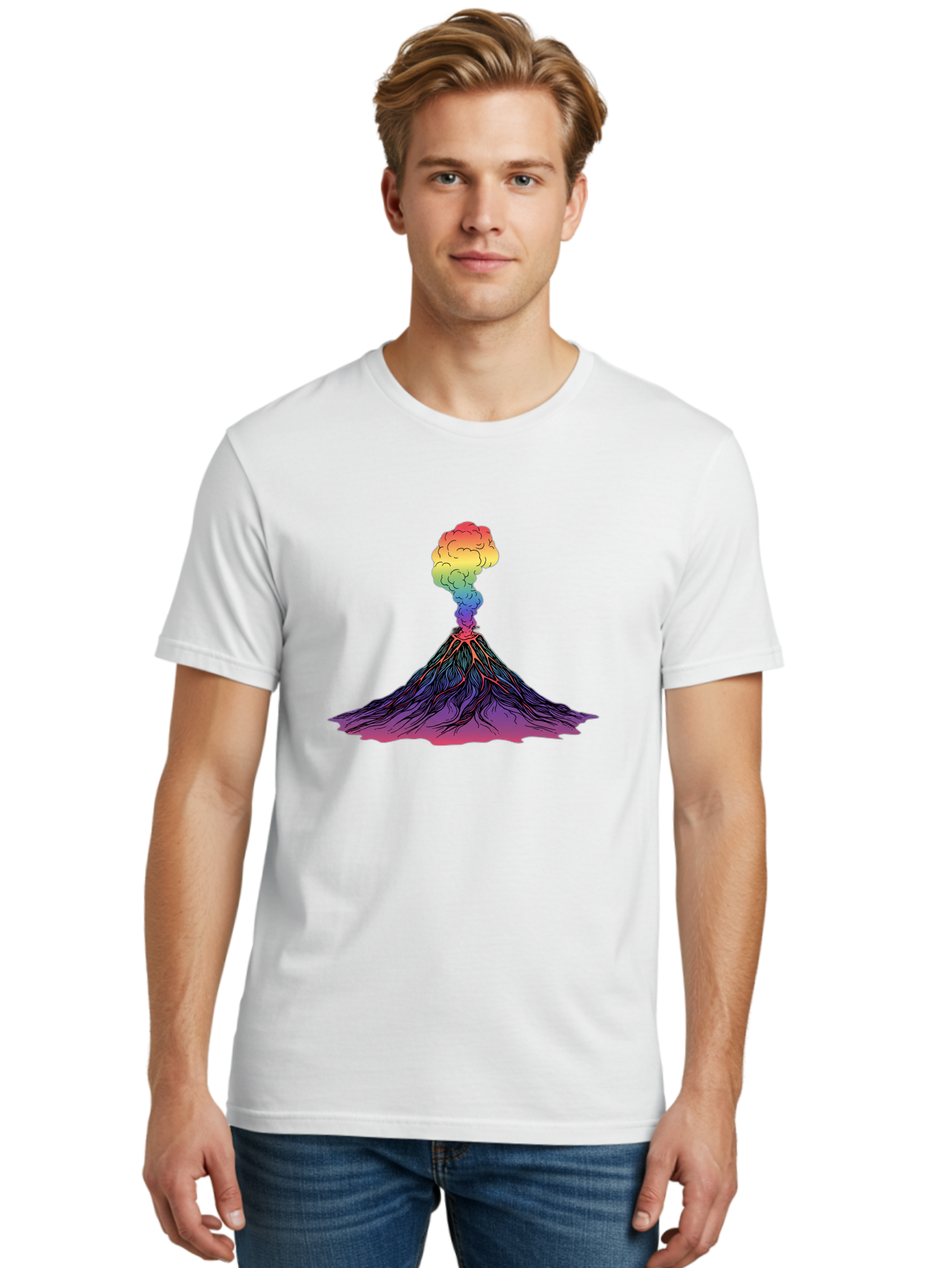 Rainbow-Volcano Men'S Graphic Tee, 100% Cotton, Comfortable Casual Summer Wear, Machine Washable, Vintage Camera, Old Camera, Antique Camera, Black Camera, Classic Photography, Photography Equipment, Nostalgic Device, Film Camera, Camera Art Baj240