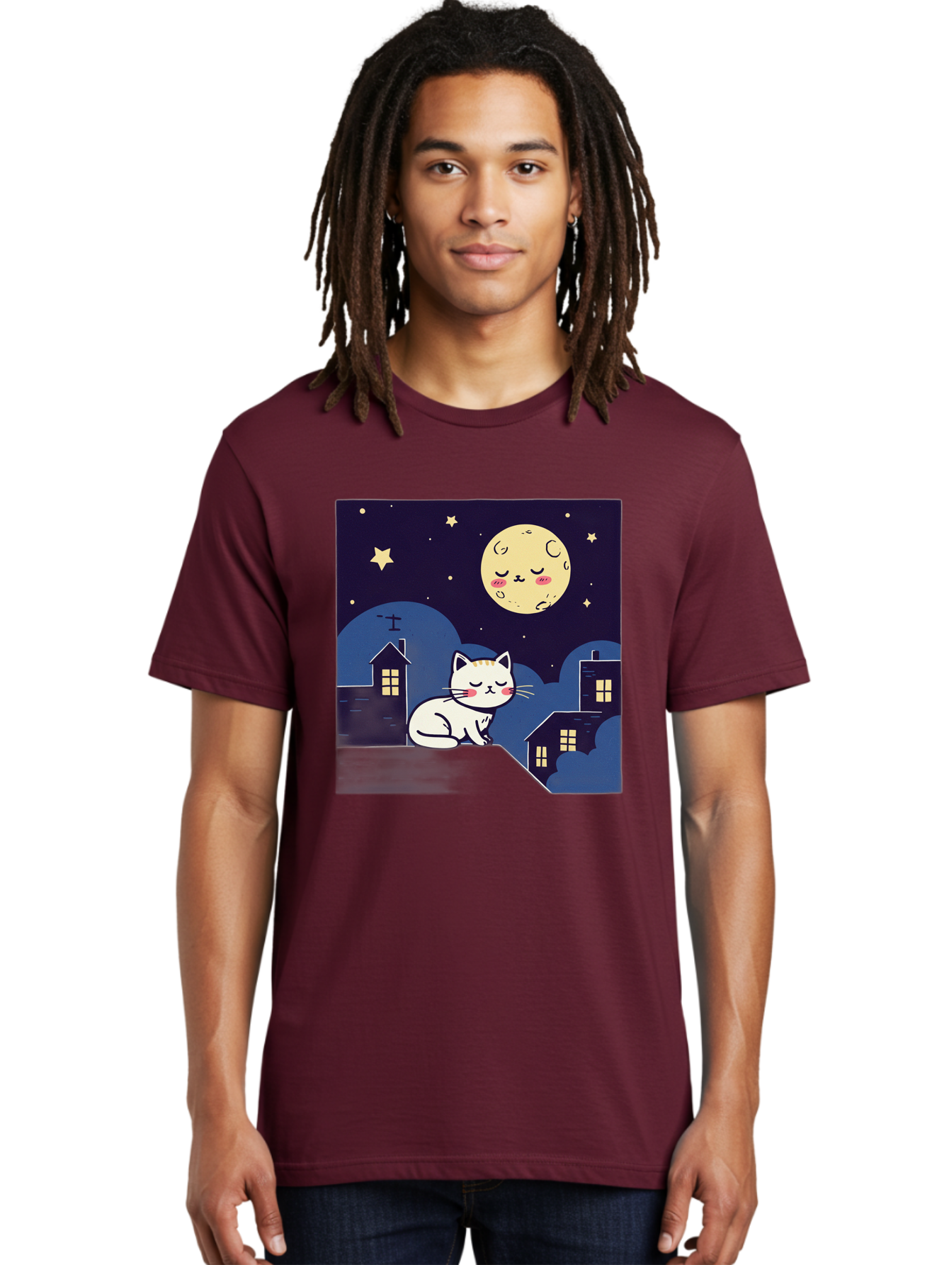 Sleeping-Cat-Under-Moonlight Men'S Graphic Tee, 100% Cotton, Comfortable Casual Summer Wear, Machine Washable, Vintage Camera, Old Camera, Antique Camera, Black Camera, Classic Photography, Photography Equipment, Nostalgic Device, Film Camera, Baj249