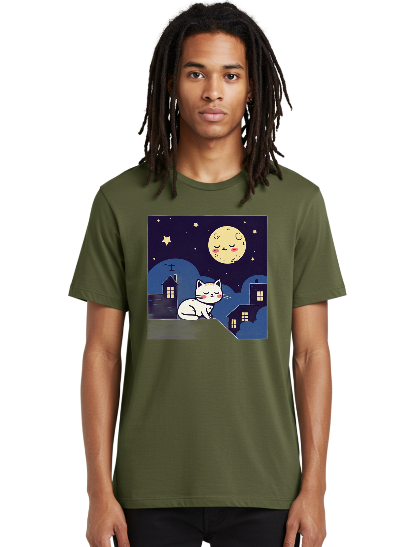 Sleeping-Cat-Under-Moonlight Men'S Graphic Tee, 100% Cotton, Comfortable Casual Summer Wear, Machine Washable, Vintage Camera, Old Camera, Antique Camera, Black Camera, Classic Photography, Photography Equipment, Nostalgic Device, Film Camera, Baj249