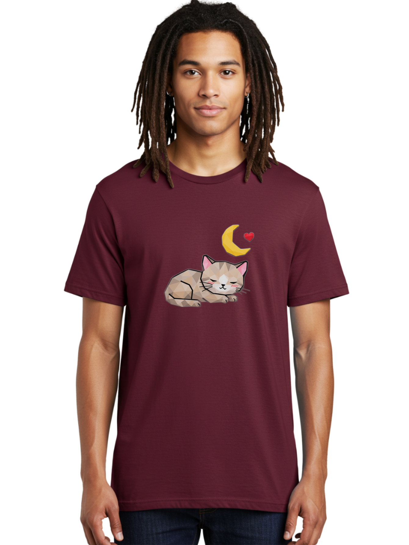 Sleeping-Cat-With-Moon-And-Heart Men'S Graphic Tee, 100% Cotton, Comfortable Casual Summer Wear, Machine Washable, Vintage Camera, Old Camera, Antique Camera, Black Camera, Classic Photography, Photography Equipment, Nostalgic Device, Baj250
