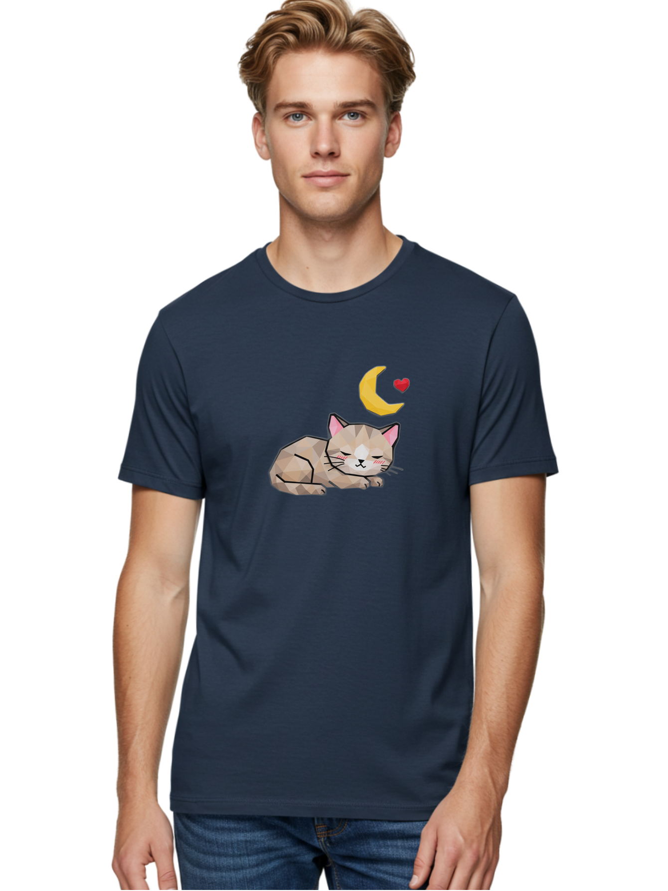 Sleeping-Cat-With-Moon-And-Heart Men'S Graphic Tee, 100% Cotton, Comfortable Casual Summer Wear, Machine Washable, Vintage Camera, Old Camera, Antique Camera, Black Camera, Classic Photography, Photography Equipment, Nostalgic Device, Baj250