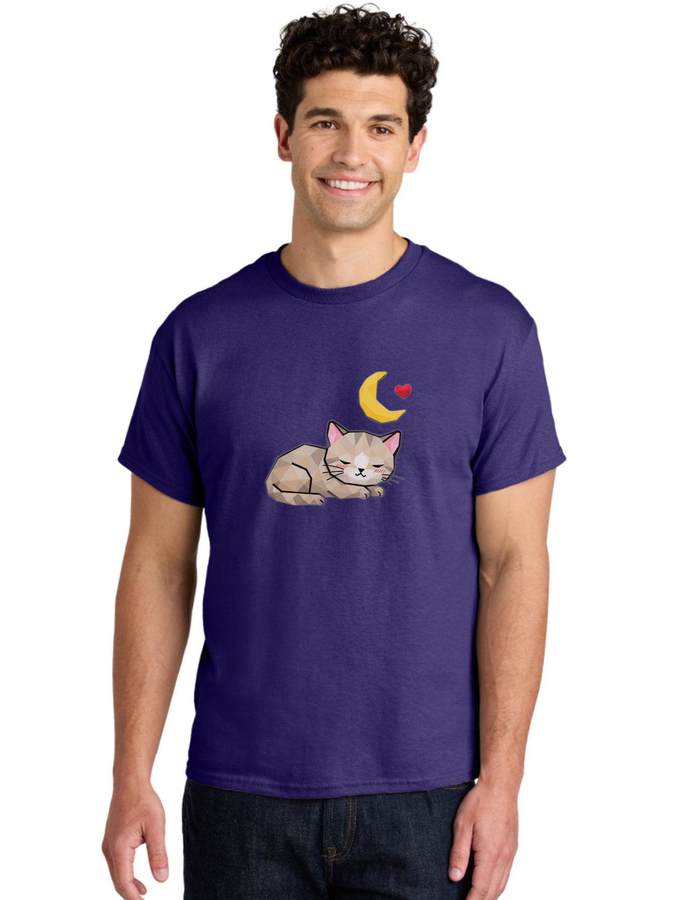 Sleeping-Cat-With-Moon-And-Heart Men'S Graphic Tee, 100% Cotton, Comfortable Casual Summer Wear, Machine Washable, Vintage Camera, Old Camera, Antique Camera, Black Camera, Classic Photography, Photography Equipment, Nostalgic Device, Baj250