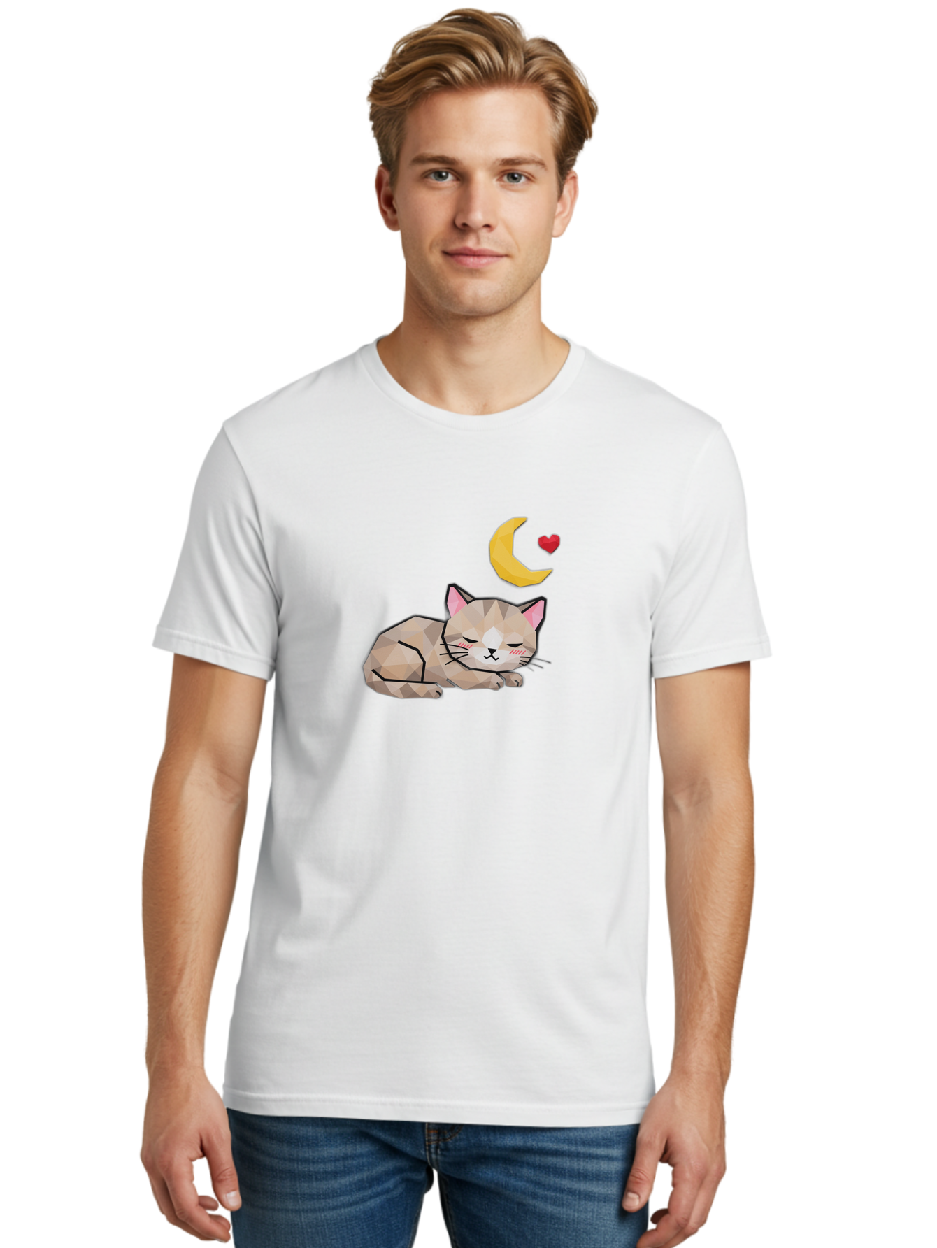 Sleeping-Cat-With-Moon-And-Heart Men'S Graphic Tee, 100% Cotton, Comfortable Casual Summer Wear, Machine Washable, Vintage Camera, Old Camera, Antique Camera, Black Camera, Classic Photography, Photography Equipment, Nostalgic Device, Baj250