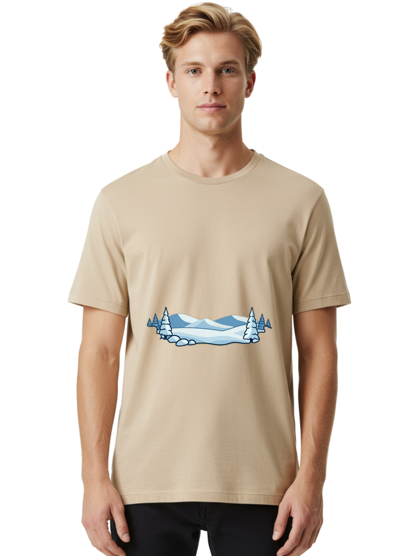 Snowy-Landscape Men'S Graphic Tee, 100% Cotton, Comfortable Casual Summer Wear, Machine Washable, Vintage Camera, Old Camera, Antique Camera, Black Camera, Classic Photography, Photography Equipment, Nostalgic Device, Film Camera, Camera Art Baj259