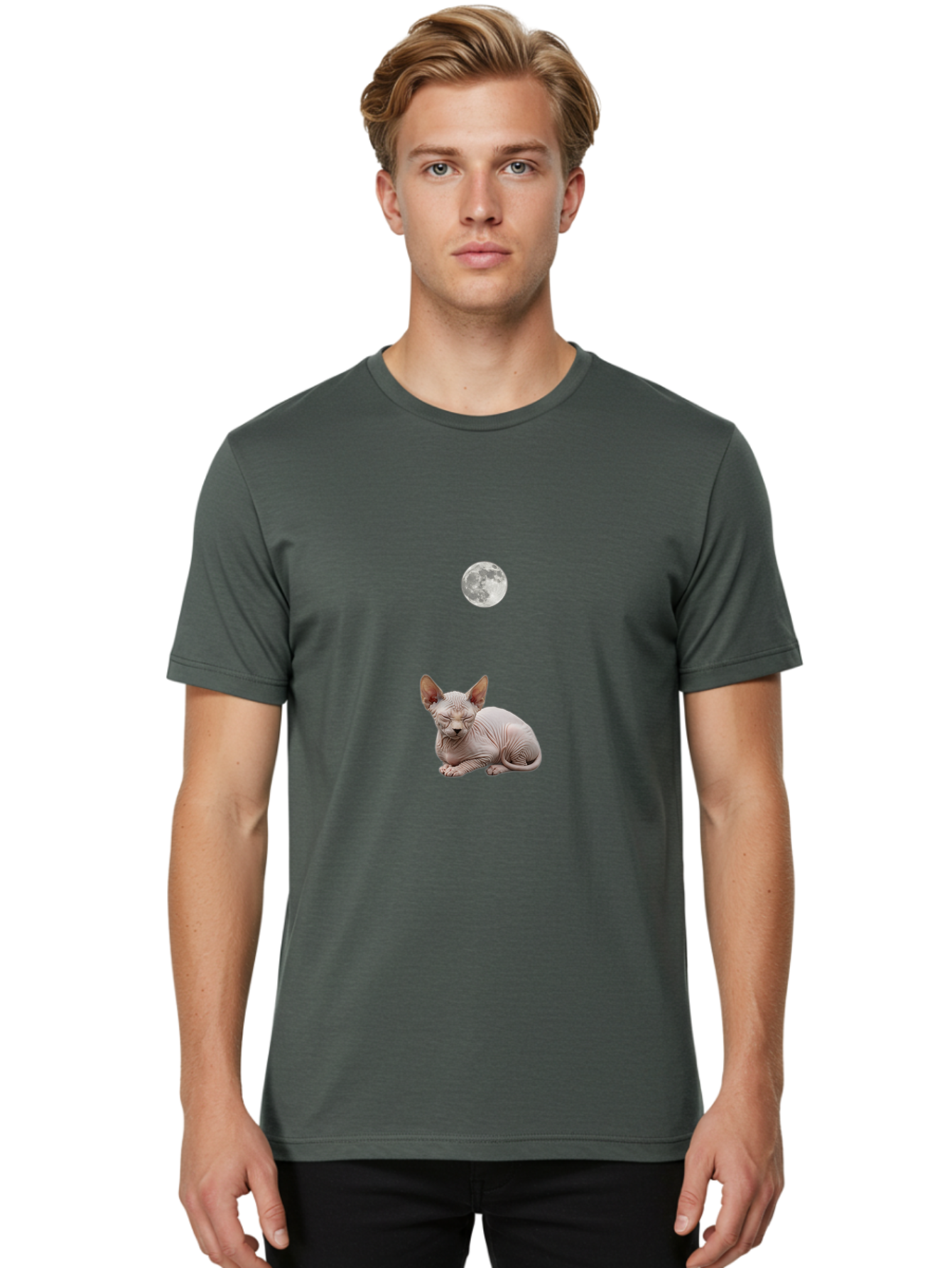 Sphynx-Cat-And-Moon Men'S Graphic Tee, 100% Cotton, Comfortable Casual Summer Wear, Machine Washable, Vintage Camera, Old Camera, Antique Camera, Black Camera, Classic Photography, Photography Equipment, Nostalgic Device, Film Camera, Baj261