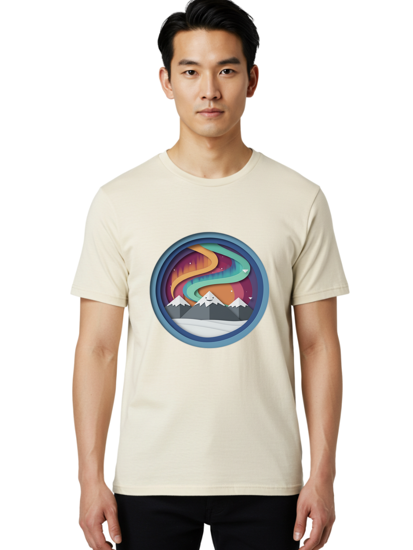 Stylized-Mountain-Landscape Men'S Graphic Tee, 100% Cotton, Comfortable Casual Summer Wear, Machine Washable, Vintage Camera, Old Camera, Antique Camera, Black Camera, Classic Photography, Photography Equipment, Nostalgic Device, Film Camera, Baj263