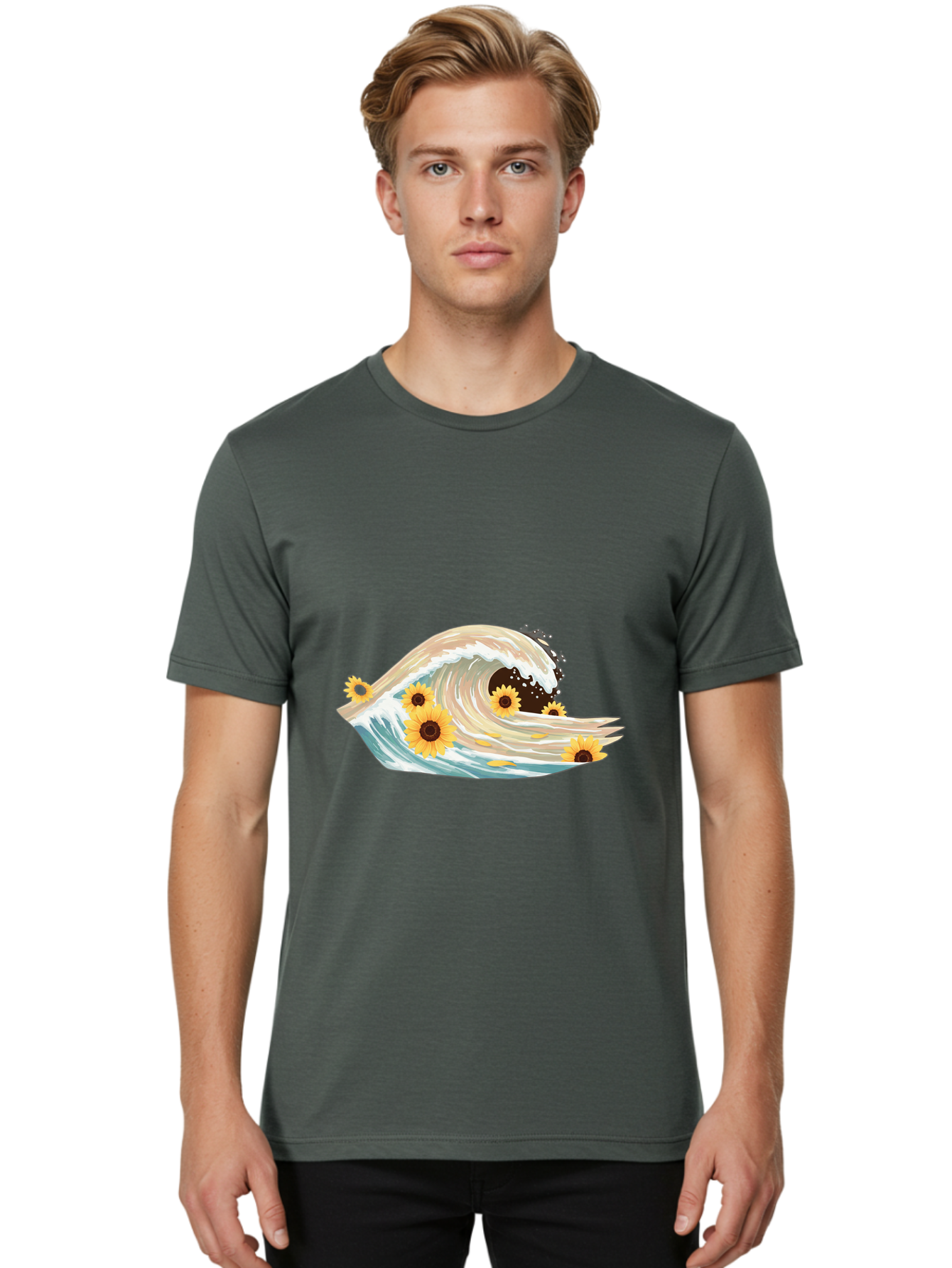 Sunflowers-In-Wave Men'S Graphic Tee, 100% Cotton, Comfortable Casual Summer Wear, Machine Washable, Vintage Camera, Old Camera, Antique Camera, Black Camera, Classic Photography, Photography Equipment, Nostalgic Device, Film Camera, Baj264