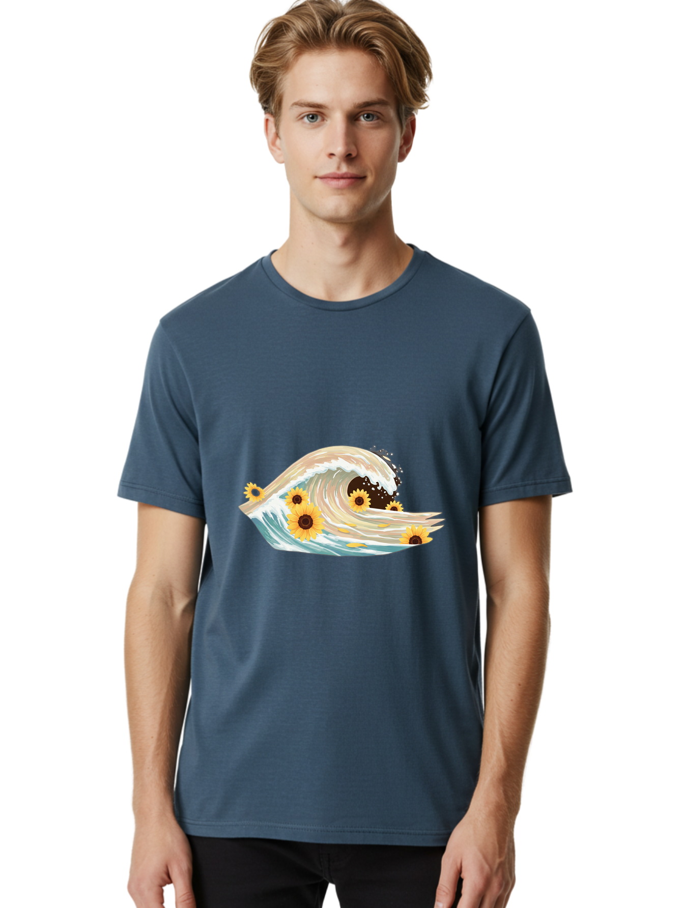 Sunflowers-In-Wave Men'S Graphic Tee, 100% Cotton, Comfortable Casual Summer Wear, Machine Washable, Vintage Camera, Old Camera, Antique Camera, Black Camera, Classic Photography, Photography Equipment, Nostalgic Device, Film Camera, Baj264