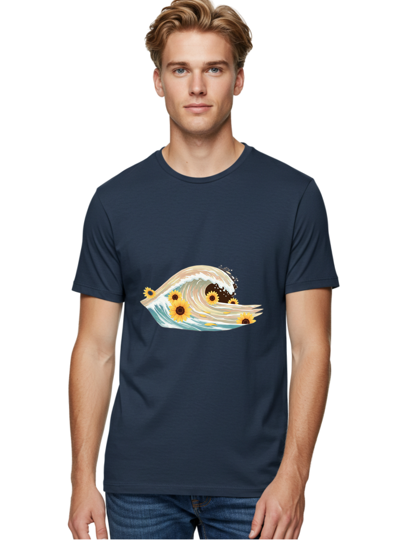 Sunflowers-In-Wave Men'S Graphic Tee, 100% Cotton, Comfortable Casual Summer Wear, Machine Washable, Vintage Camera, Old Camera, Antique Camera, Black Camera, Classic Photography, Photography Equipment, Nostalgic Device, Film Camera, Baj264