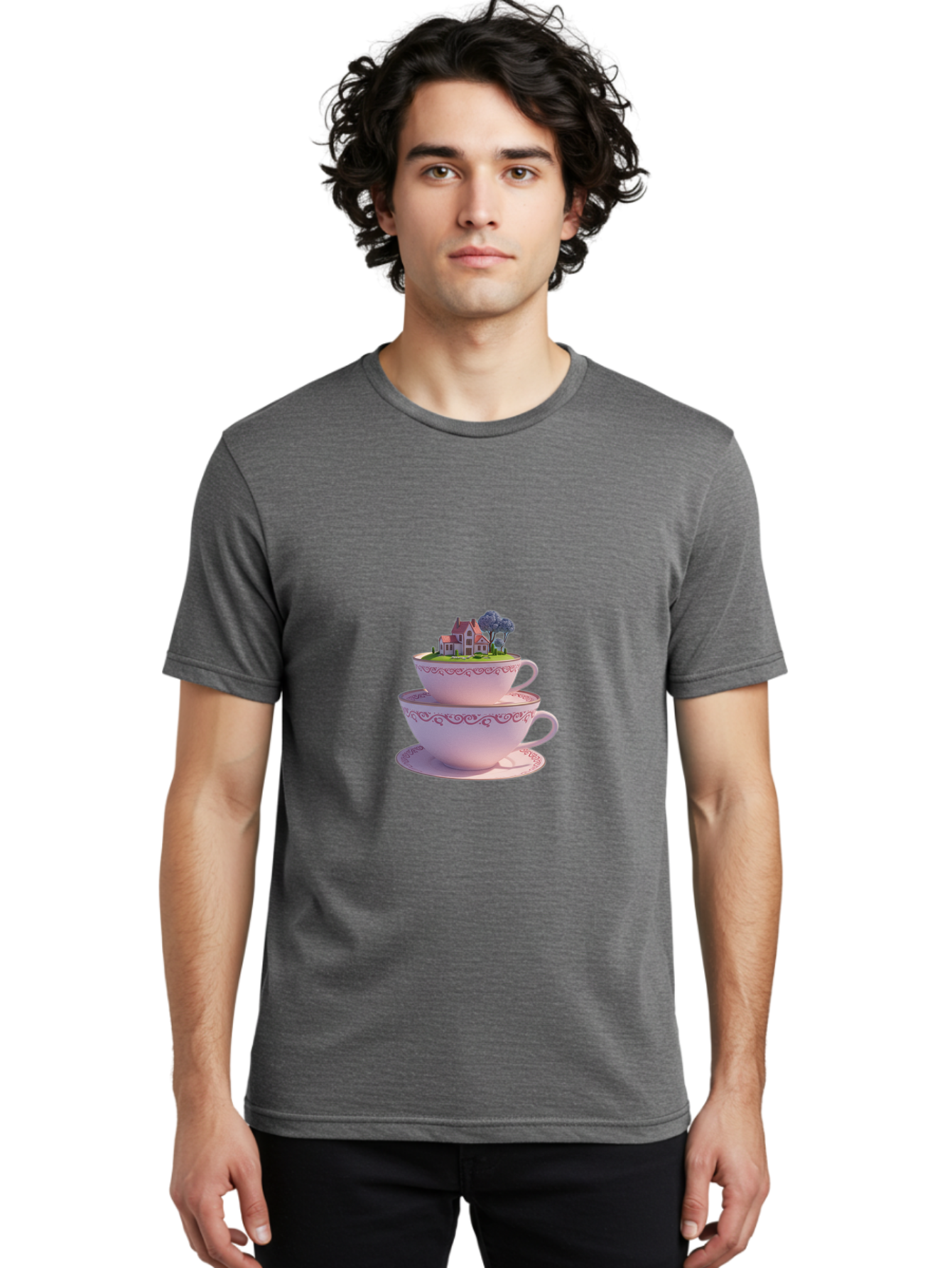 Teacups-With-Cottage Men'S Graphic Tee, 100% Cotton, Comfortable Casual Summer Wear, Machine Washable, Vintage Camera, Old Camera, Antique Camera, Black Camera, Classic Photography, Photography Equipment, Nostalgic Device, Film Camera, Baj265
