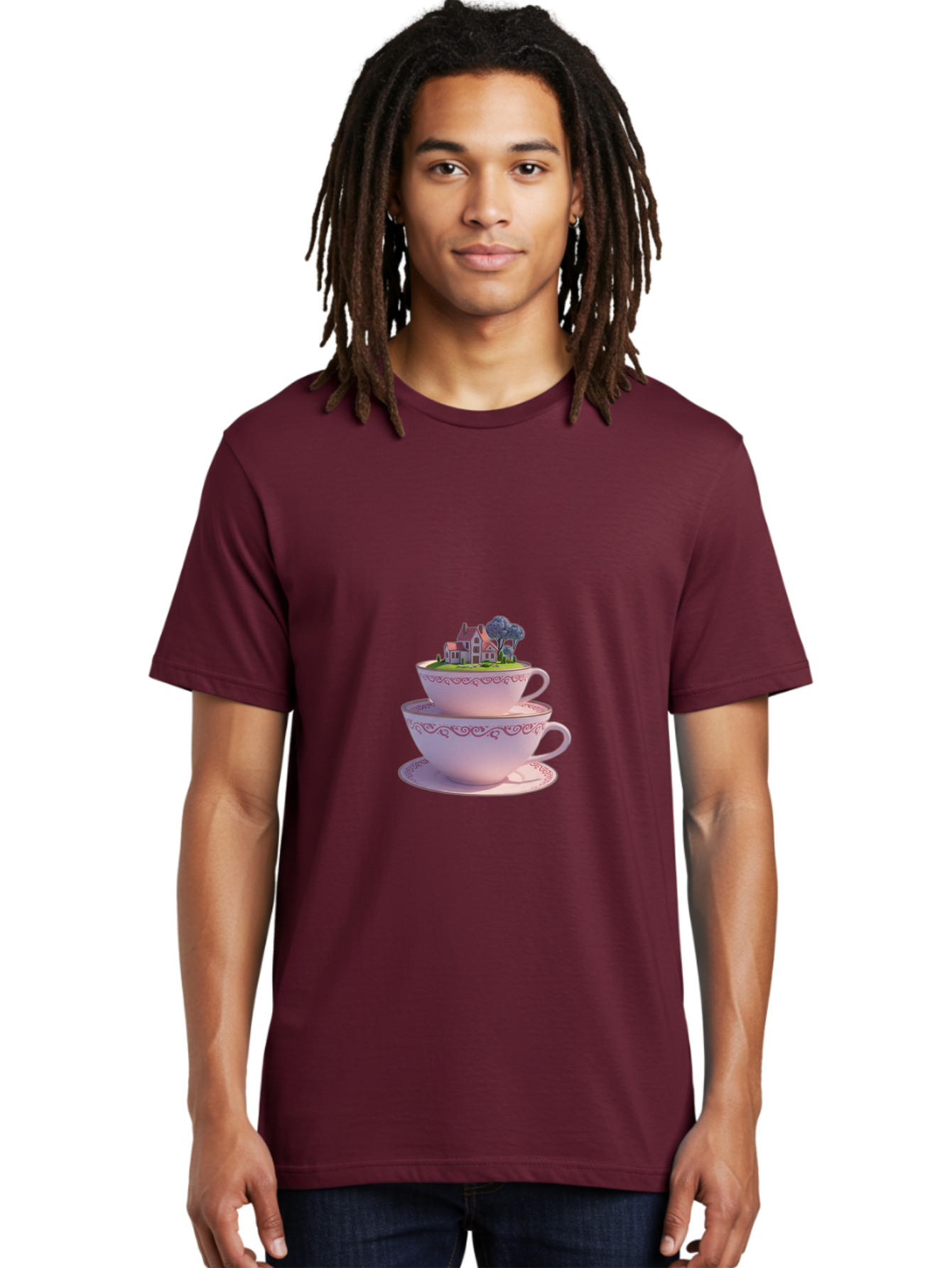 Teacups-With-Cottage Men'S Graphic Tee, 100% Cotton, Comfortable Casual Summer Wear, Machine Washable, Vintage Camera, Old Camera, Antique Camera, Black Camera, Classic Photography, Photography Equipment, Nostalgic Device, Film Camera, Baj265