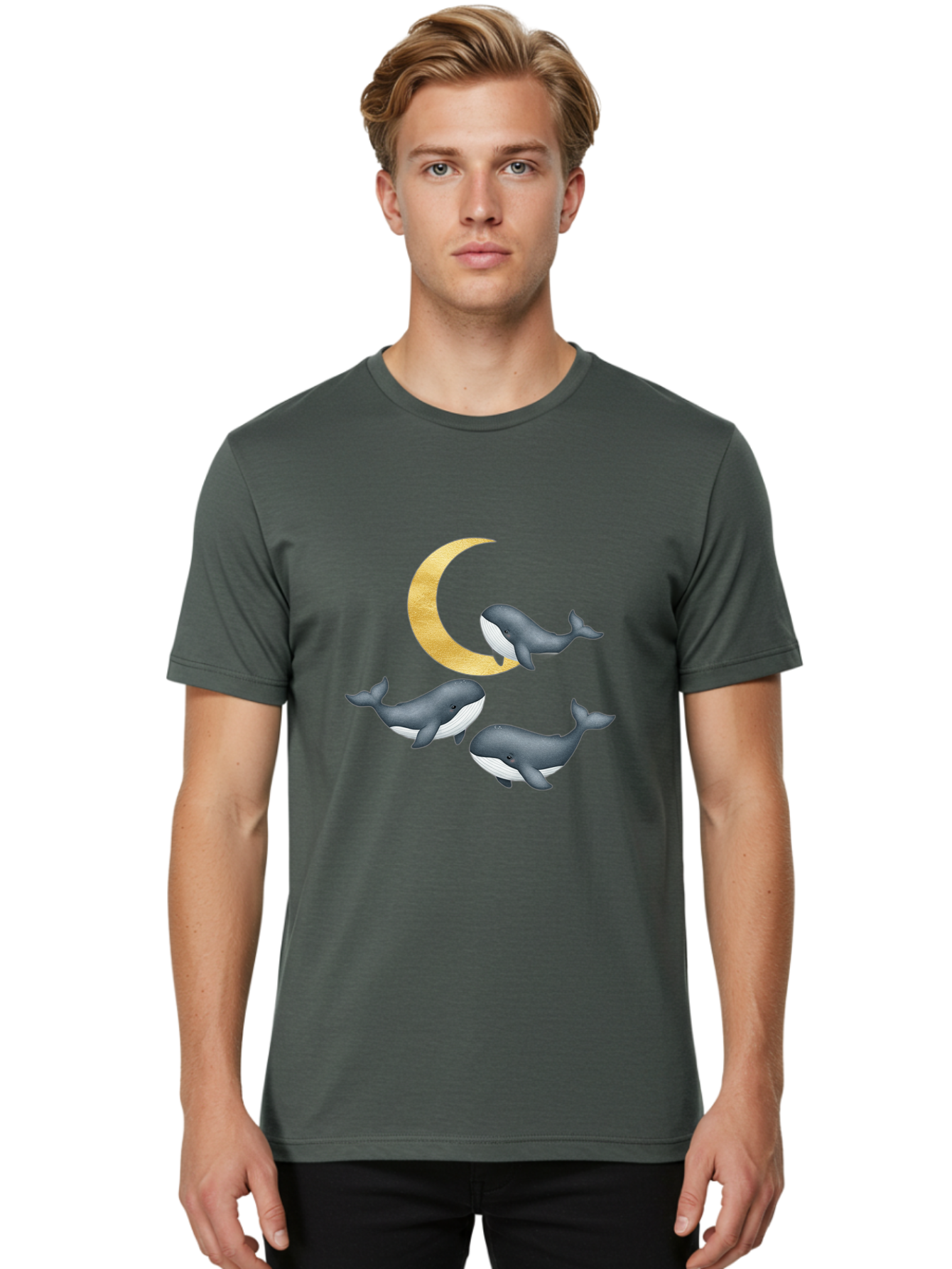 Three-Whales-And-Moon Men'S Graphic Tee, 100% Cotton, Comfortable Casual Summer Wear, Machine Washable, Vintage Camera, Old Camera, Antique Camera, Black Camera, Classic Photography, Photography Equipment, Nostalgic Device, Film Camera, Baj271