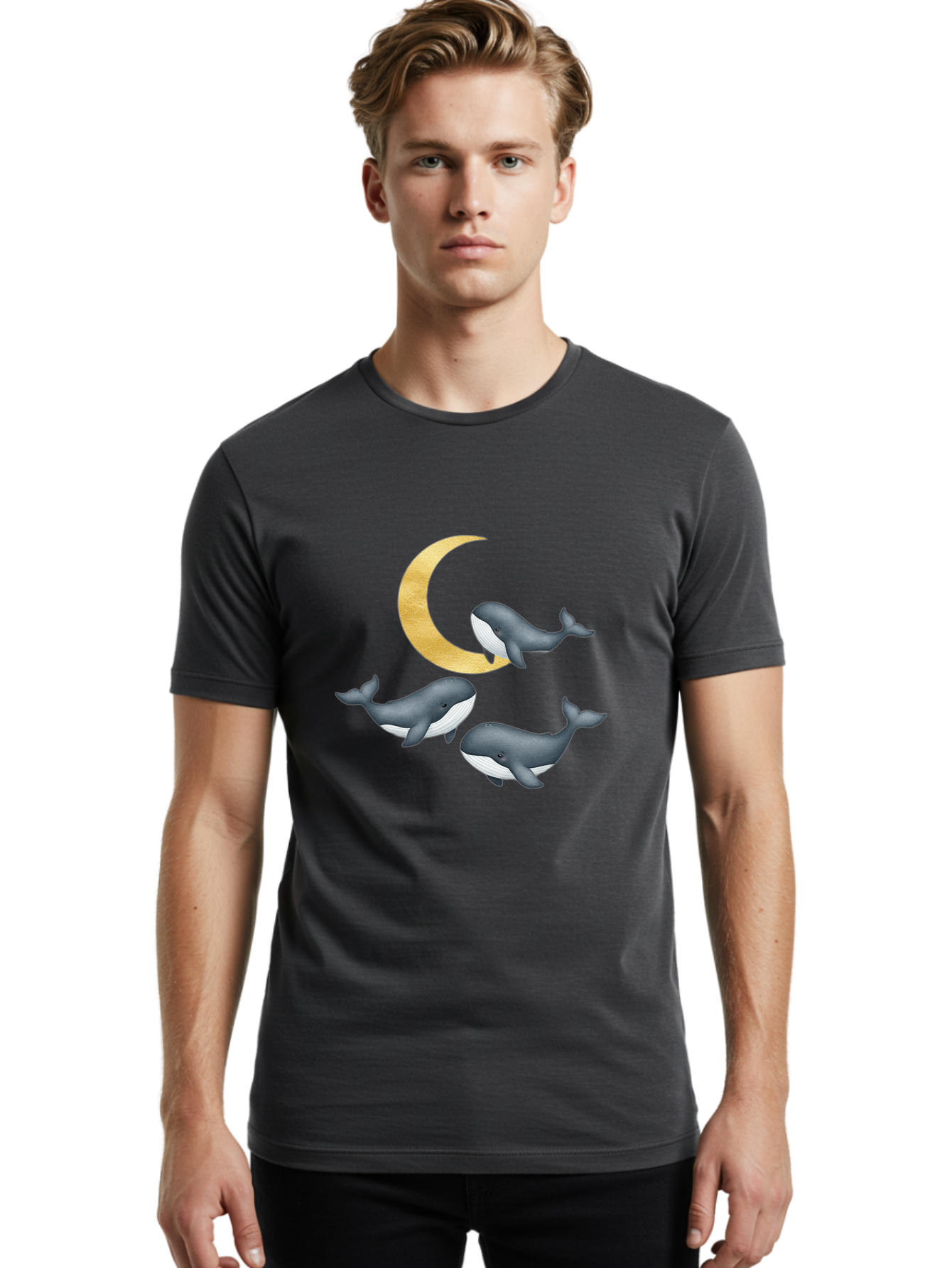 Three-Whales-And-Moon Men'S Graphic Tee, 100% Cotton, Comfortable Casual Summer Wear, Machine Washable, Vintage Camera, Old Camera, Antique Camera, Black Camera, Classic Photography, Photography Equipment, Nostalgic Device, Film Camera, Baj271