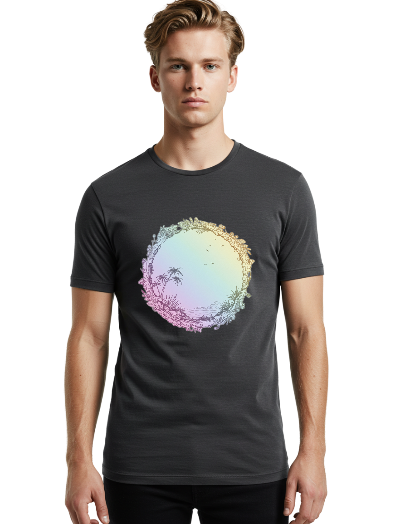 Tropical-Landscape Men'S Graphic Tee, 100% Cotton, Comfortable Casual Summer Wear, Machine Washable, Vintage Camera, Old Camera, Antique Camera, Black Camera, Classic Photography, Photography Equipment, Nostalgic Device, Film Camera, Baj280