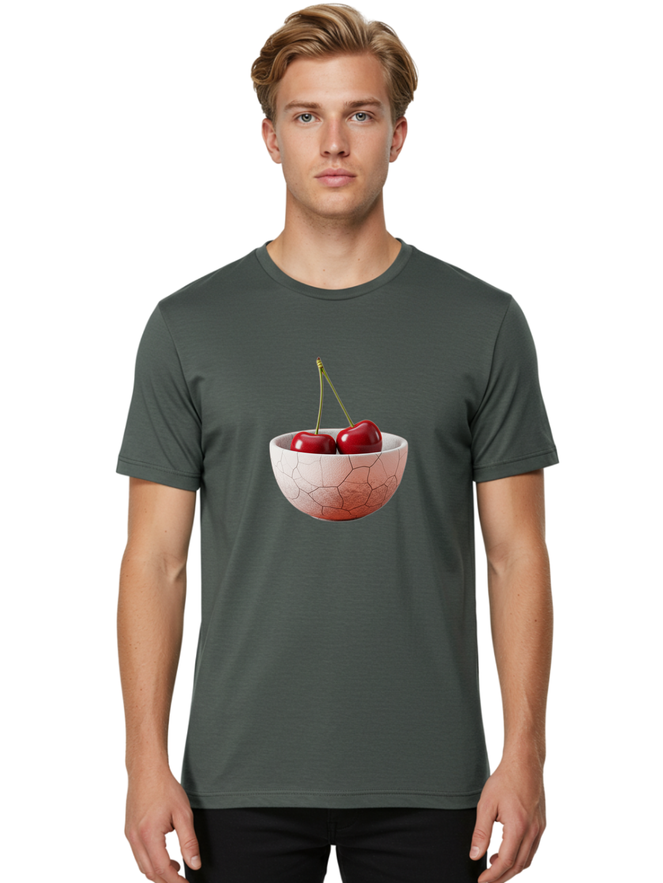 Two-Cherries-In-Cracked-Bowl Men'S Graphic Tee, 100% Cotton, Comfortable Casual Summer Wear, Machine Washable, Vintage Camera, Old Camera, Antique Camera, Black Camera, Classic Photography, Photography Equipment, Nostalgic Device, Film Camera, Baj281