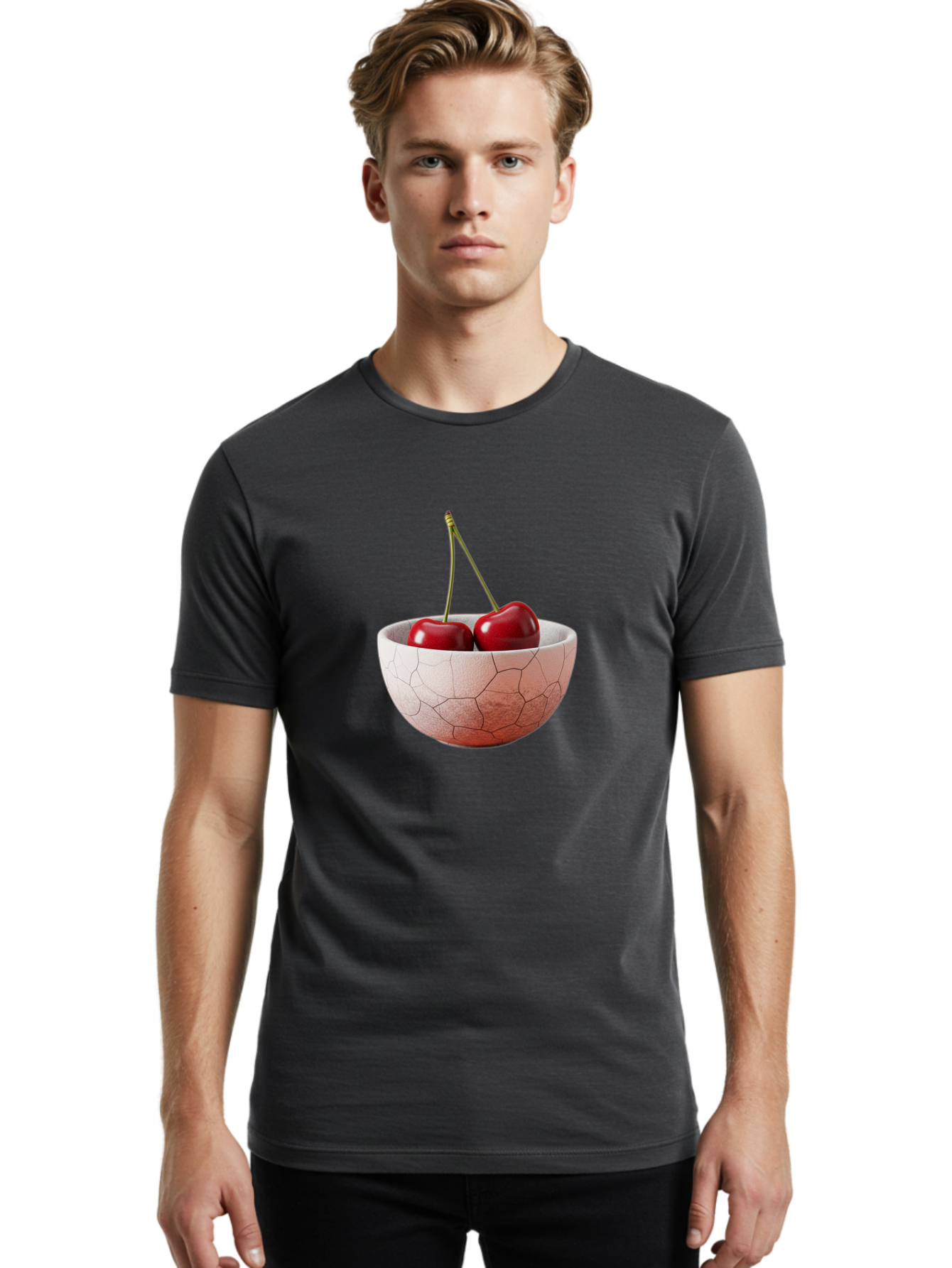 Two-Cherries-In-Cracked-Bowl Men'S Graphic Tee, 100% Cotton, Comfortable Casual Summer Wear, Machine Washable, Vintage Camera, Old Camera, Antique Camera, Black Camera, Classic Photography, Photography Equipment, Nostalgic Device, Film Camera, Baj281