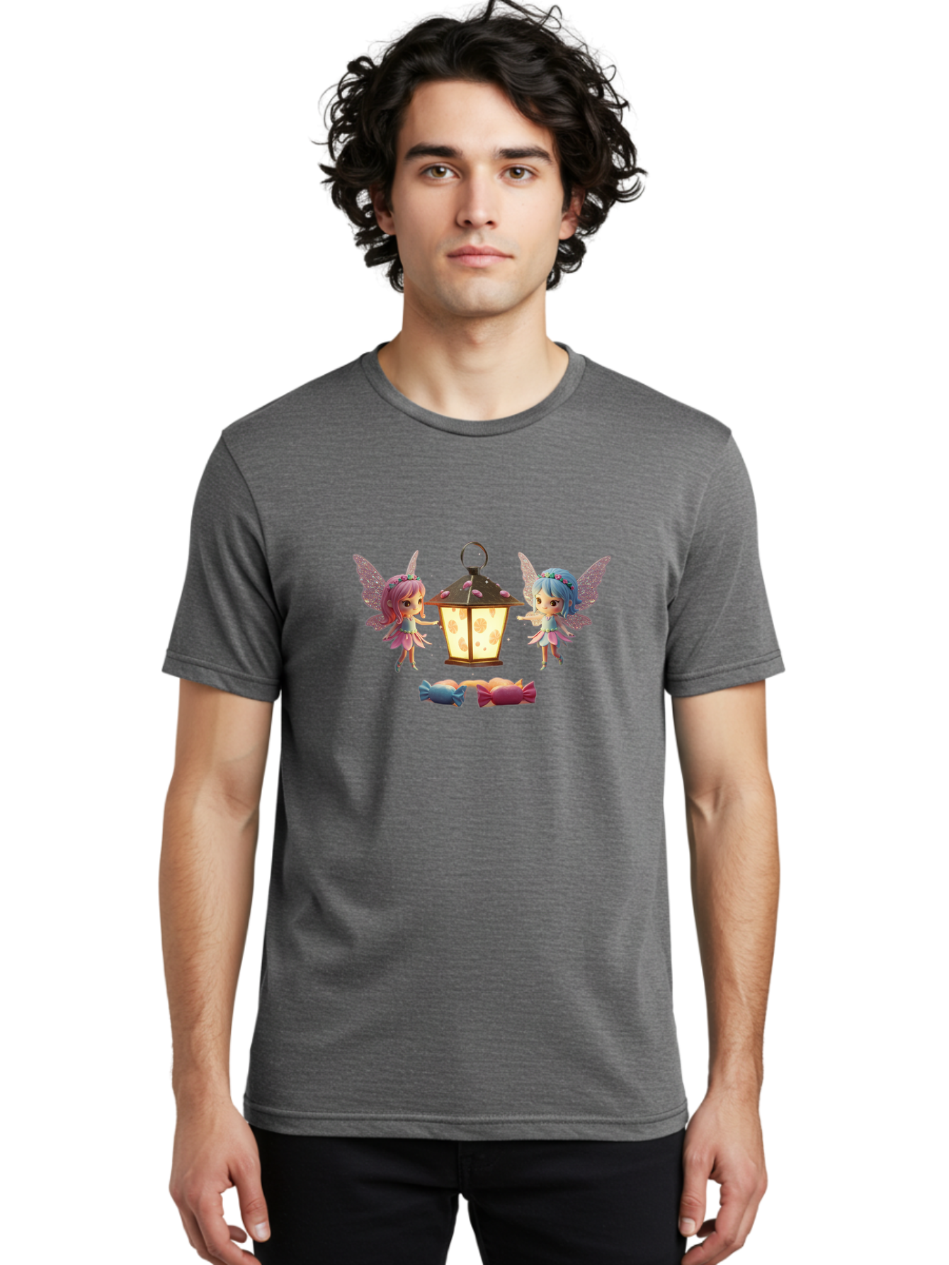 Two-Fairies-With-Lantern-1 Men'S Graphic Tee, 100% Cotton, Comfortable Casual Summer Wear, Machine Washable, Vintage Camera, Old Camera, Antique Camera, Black Camera, Classic Photography, Photography Equipment, Nostalgic Device, Film Camera, Baj283