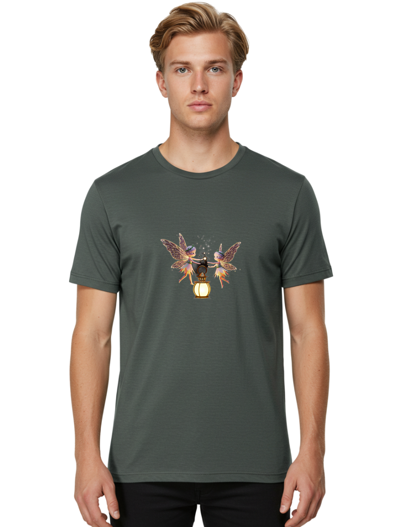 Two-Fairies-With-Lantern Men'S Graphic Tee, 100% Cotton, Comfortable Casual Summer Wear, Machine Washable, Vintage Camera, Old Camera, Antique Camera, Black Camera, Classic Photography, Photography Equipment, Nostalgic Device, Film Camera, Baj284