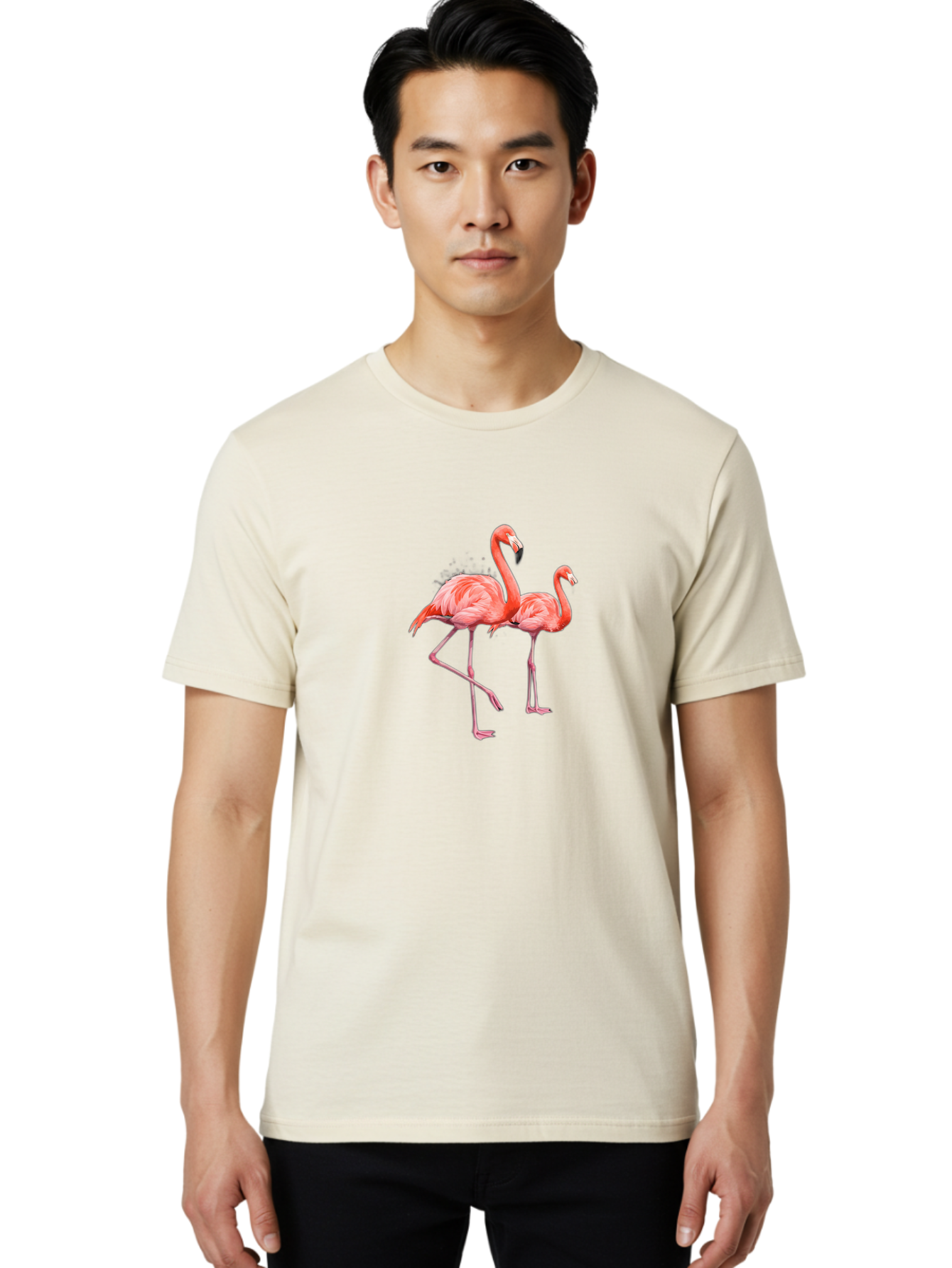 Two-Flamingos-1 Men'S Graphic Tee, 100% Cotton, Comfortable Casual Summer Wear, Machine Washable, Vintage Camera, Old Camera, Antique Camera, Black Camera, Classic Photography, Photography Equipment, Nostalgic Device, Film Camera, Camera Art Baj286