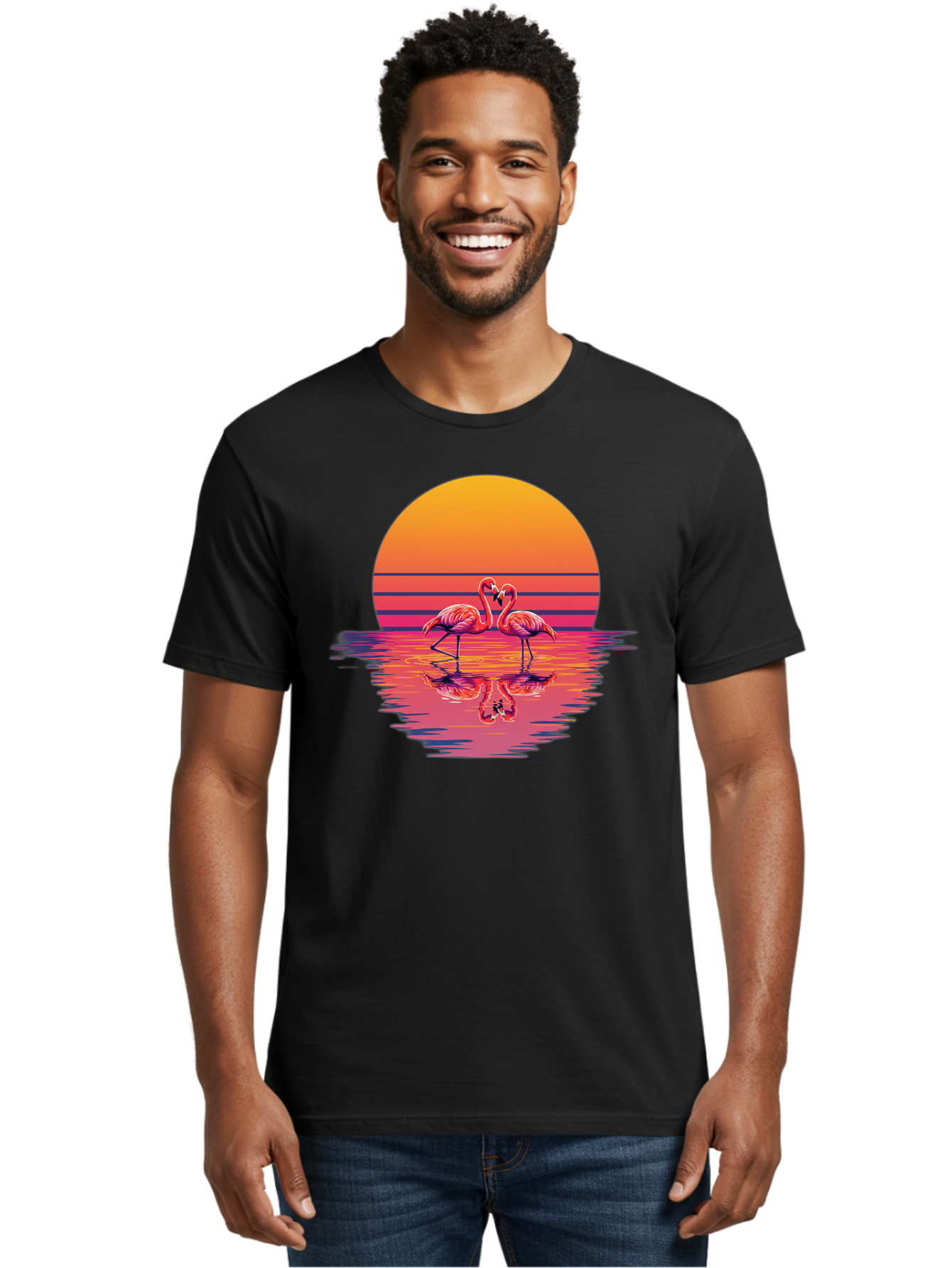 Two-Flamingos-2 Men'S Graphic Tee, 100% Cotton, Comfortable Casual Summer Wear, Machine Washable, Vintage Camera, Old Camera, Antique Camera, Black Camera, Classic Photography, Photography Equipment, Nostalgic Device, Film Camera, Camera Art Baj287
