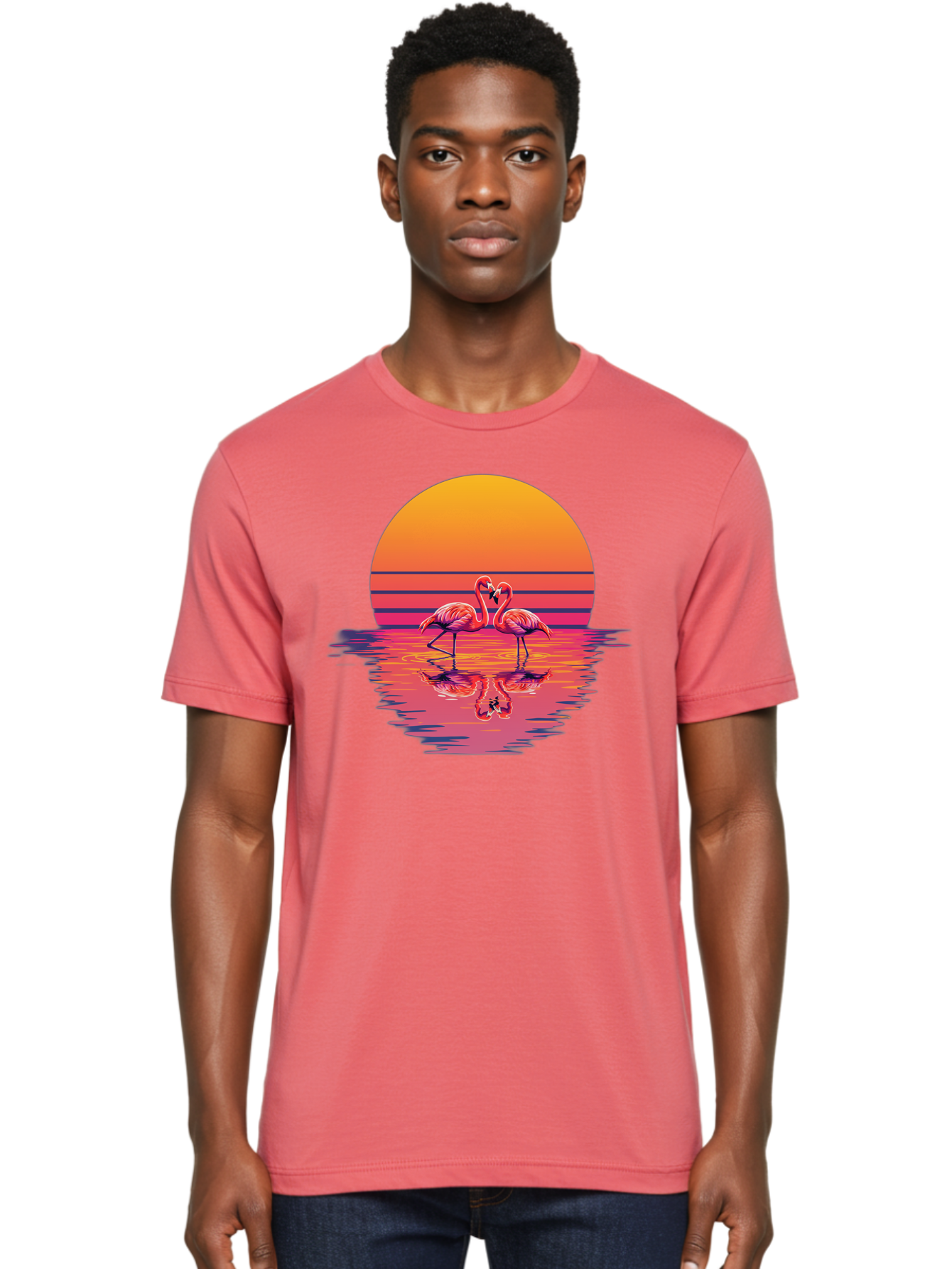 Two-Flamingos-2 Men'S Graphic Tee, 100% Cotton, Comfortable Casual Summer Wear, Machine Washable, Vintage Camera, Old Camera, Antique Camera, Black Camera, Classic Photography, Photography Equipment, Nostalgic Device, Film Camera, Camera Art Baj287