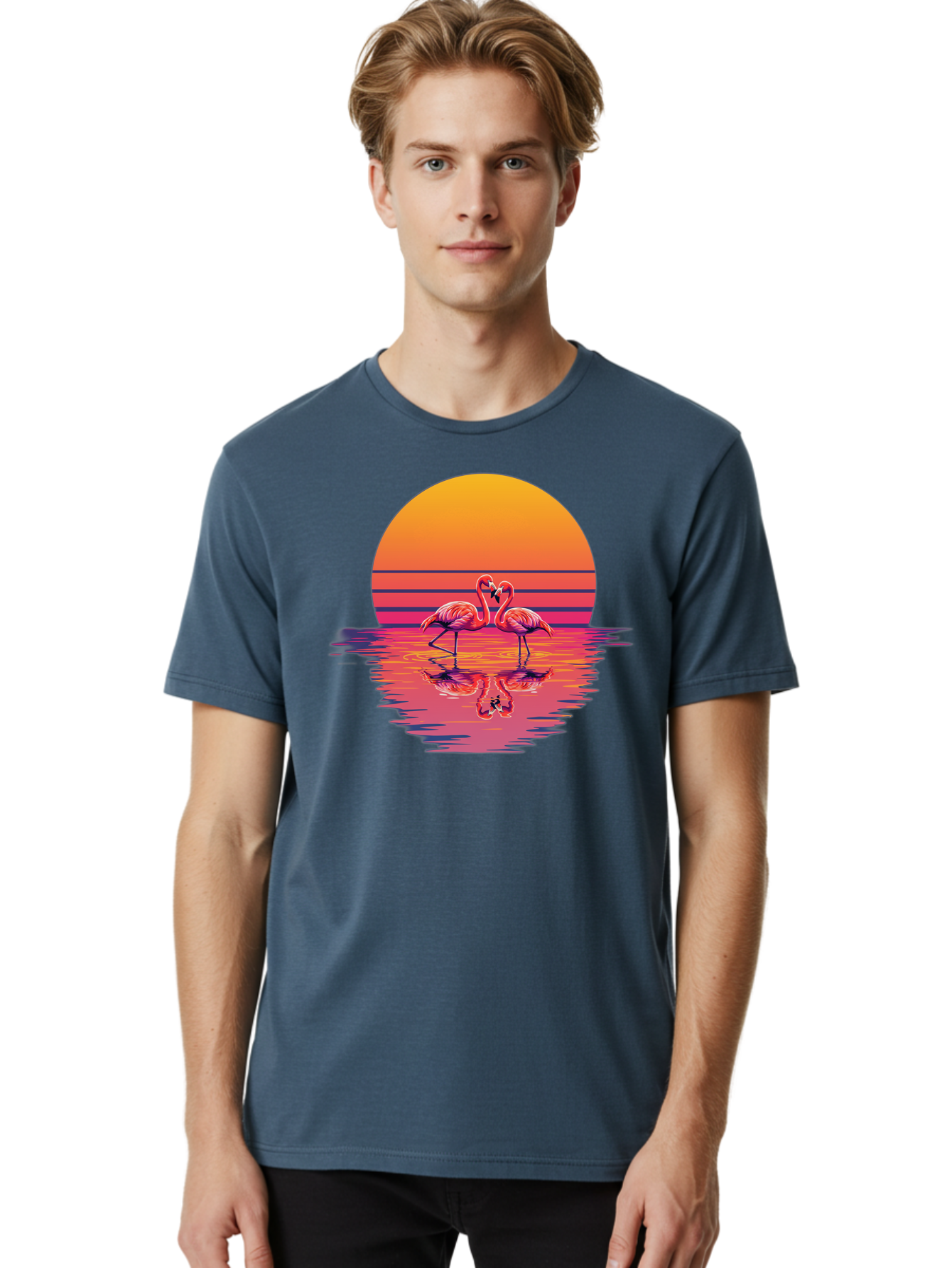 Two-Flamingos-2 Men'S Graphic Tee, 100% Cotton, Comfortable Casual Summer Wear, Machine Washable, Vintage Camera, Old Camera, Antique Camera, Black Camera, Classic Photography, Photography Equipment, Nostalgic Device, Film Camera, Camera Art Baj287