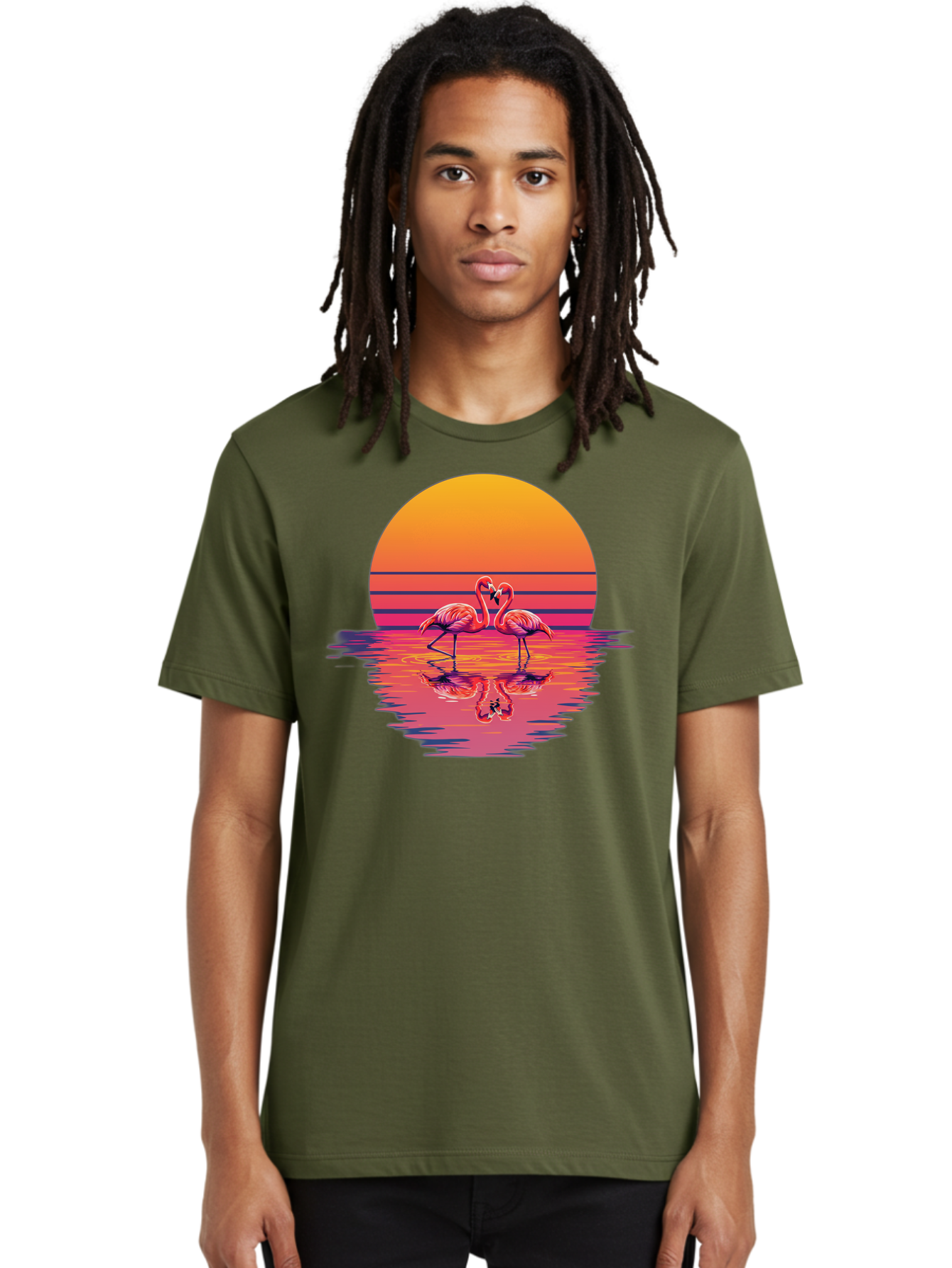Two-Flamingos-2 Men'S Graphic Tee, 100% Cotton, Comfortable Casual Summer Wear, Machine Washable, Vintage Camera, Old Camera, Antique Camera, Black Camera, Classic Photography, Photography Equipment, Nostalgic Device, Film Camera, Camera Art Baj287