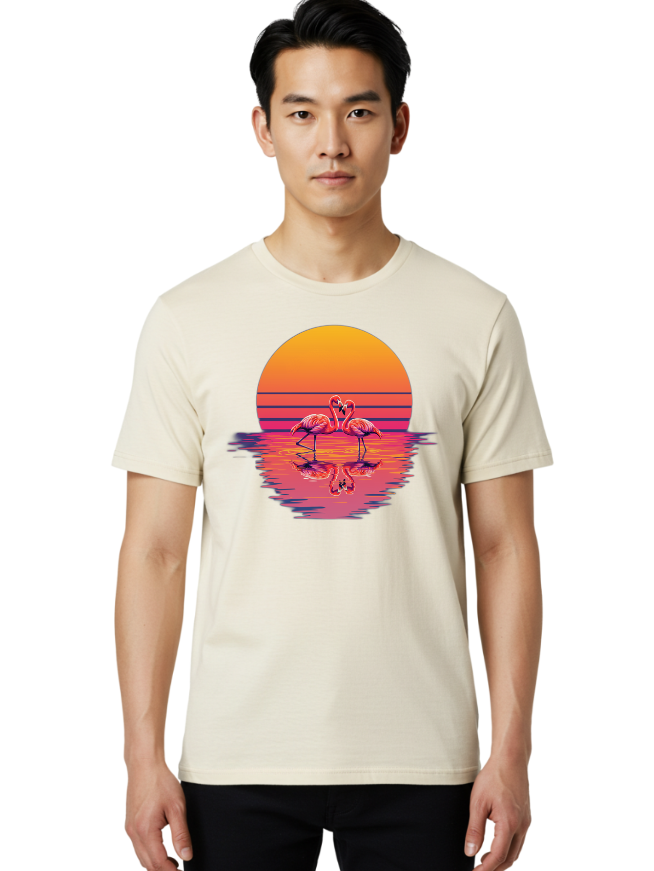 Two-Flamingos-2 Men'S Graphic Tee, 100% Cotton, Comfortable Casual Summer Wear, Machine Washable, Vintage Camera, Old Camera, Antique Camera, Black Camera, Classic Photography, Photography Equipment, Nostalgic Device, Film Camera, Camera Art Baj287