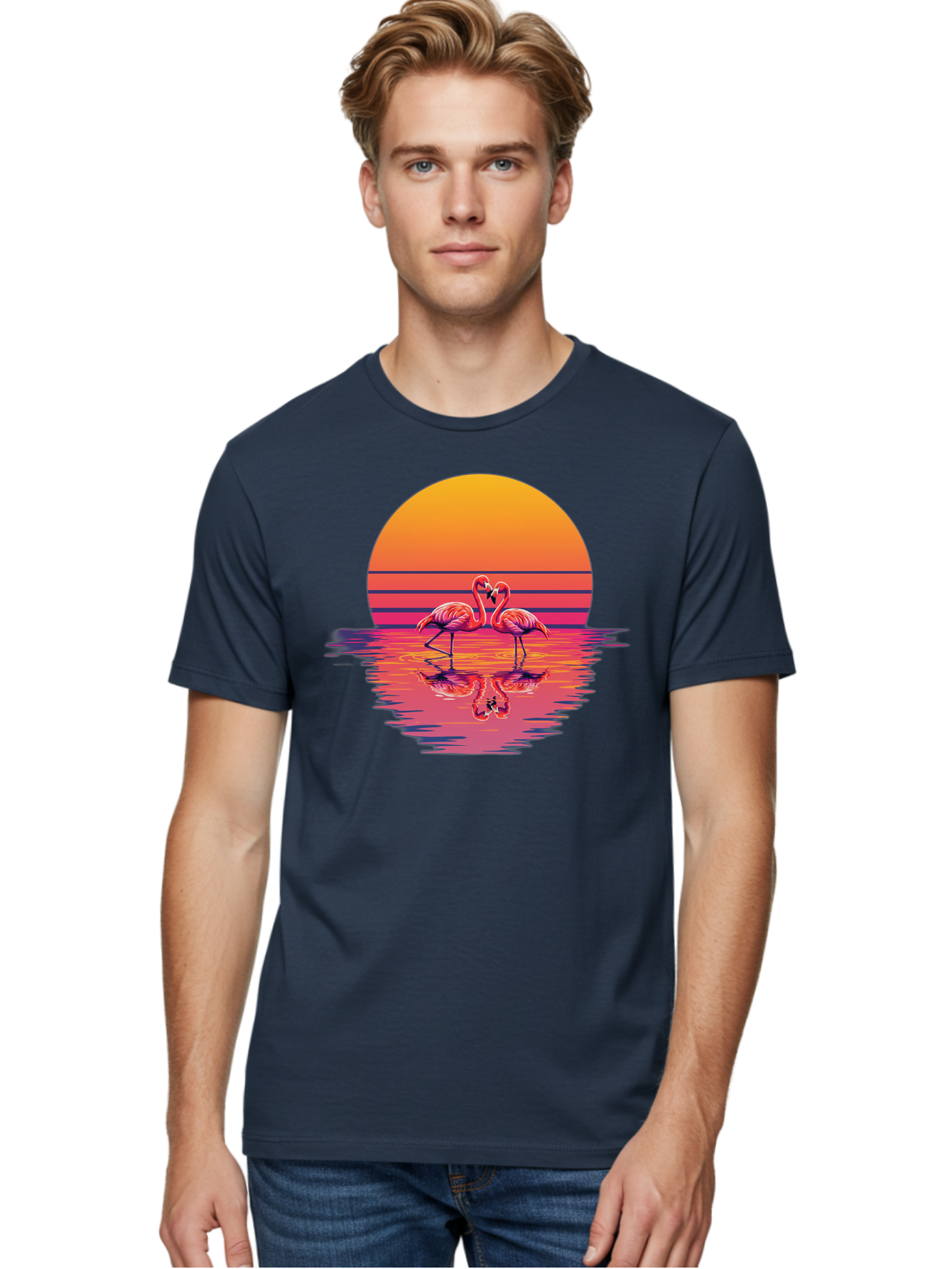 Two-Flamingos-2 Men'S Graphic Tee, 100% Cotton, Comfortable Casual Summer Wear, Machine Washable, Vintage Camera, Old Camera, Antique Camera, Black Camera, Classic Photography, Photography Equipment, Nostalgic Device, Film Camera, Camera Art Baj287