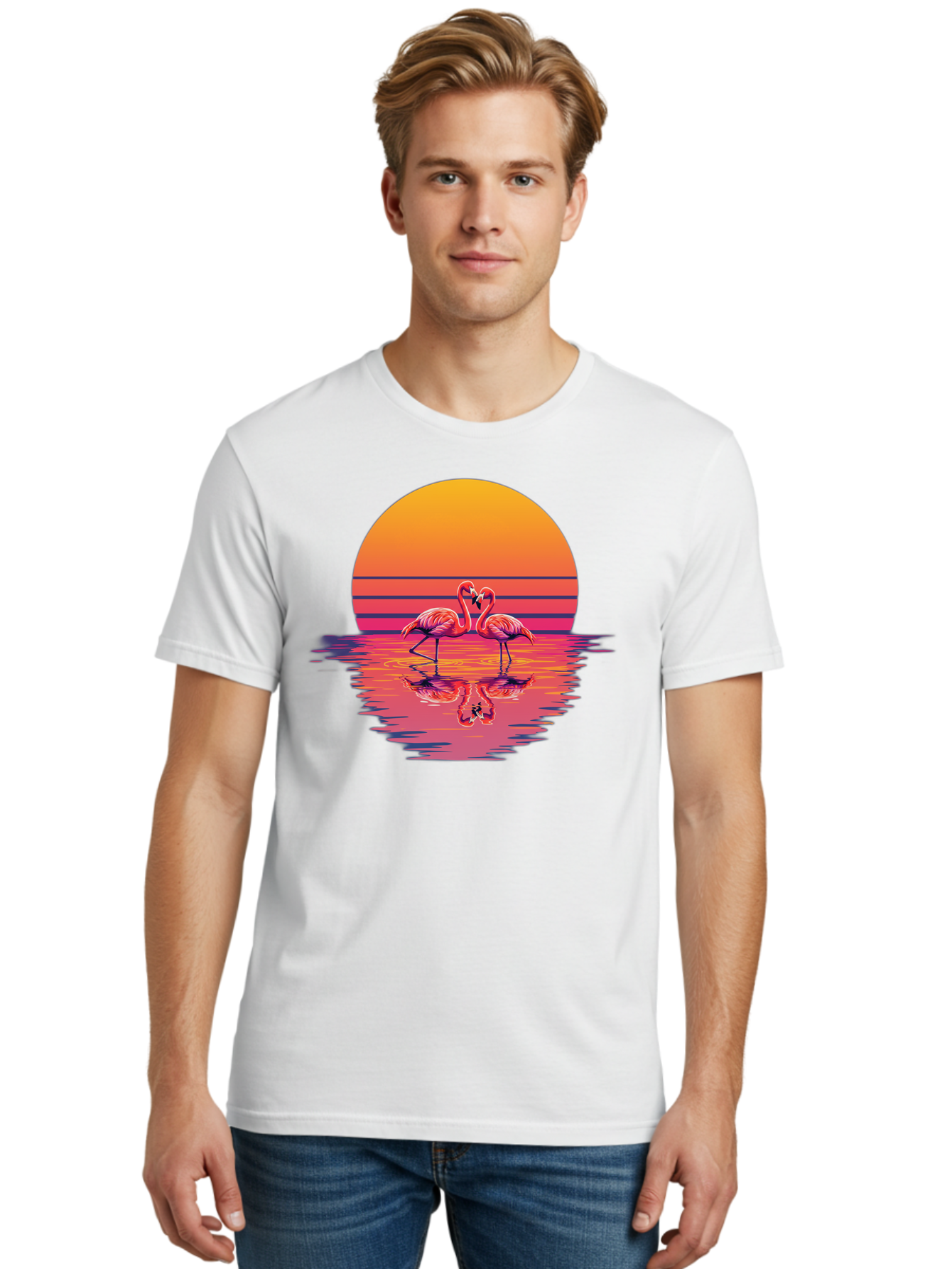 Two-Flamingos-2 Men'S Graphic Tee, 100% Cotton, Comfortable Casual Summer Wear, Machine Washable, Vintage Camera, Old Camera, Antique Camera, Black Camera, Classic Photography, Photography Equipment, Nostalgic Device, Film Camera, Camera Art Baj287
