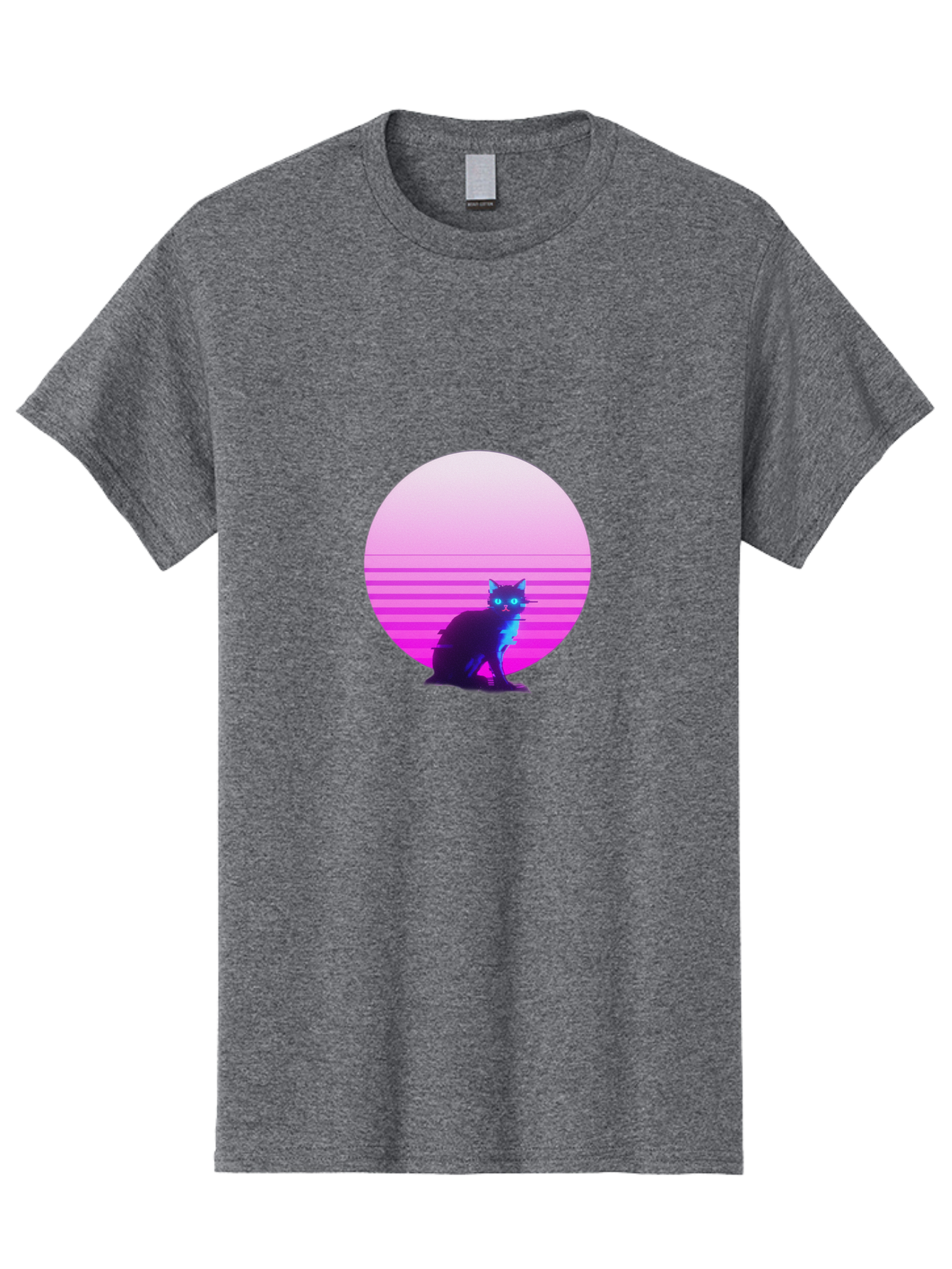 Vaporwave-Cat Men'S Graphic Tee, 100% Cotton, Comfortable Casual Summer Wear, Machine Washable, Vintage Camera, Old Camera, Antique Camera, Black Camera, Classic Photography, Photography Equipment, Nostalgic Device, Film Camera, Camera Art Baj290