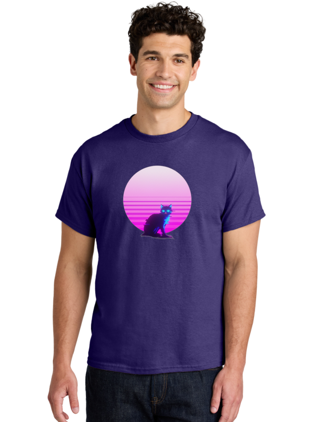 Vaporwave-Cat Men'S Graphic Tee, 100% Cotton, Comfortable Casual Summer Wear, Machine Washable, Vintage Camera, Old Camera, Antique Camera, Black Camera, Classic Photography, Photography Equipment, Nostalgic Device, Film Camera, Camera Art Baj290