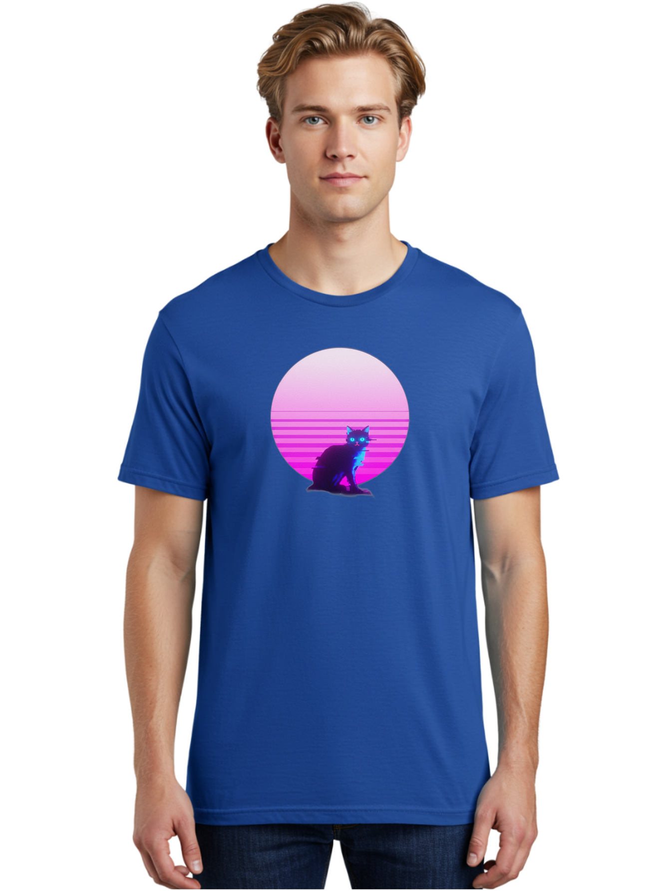 Vaporwave-Cat Men'S Graphic Tee, 100% Cotton, Comfortable Casual Summer Wear, Machine Washable, Vintage Camera, Old Camera, Antique Camera, Black Camera, Classic Photography, Photography Equipment, Nostalgic Device, Film Camera, Camera Art Baj290