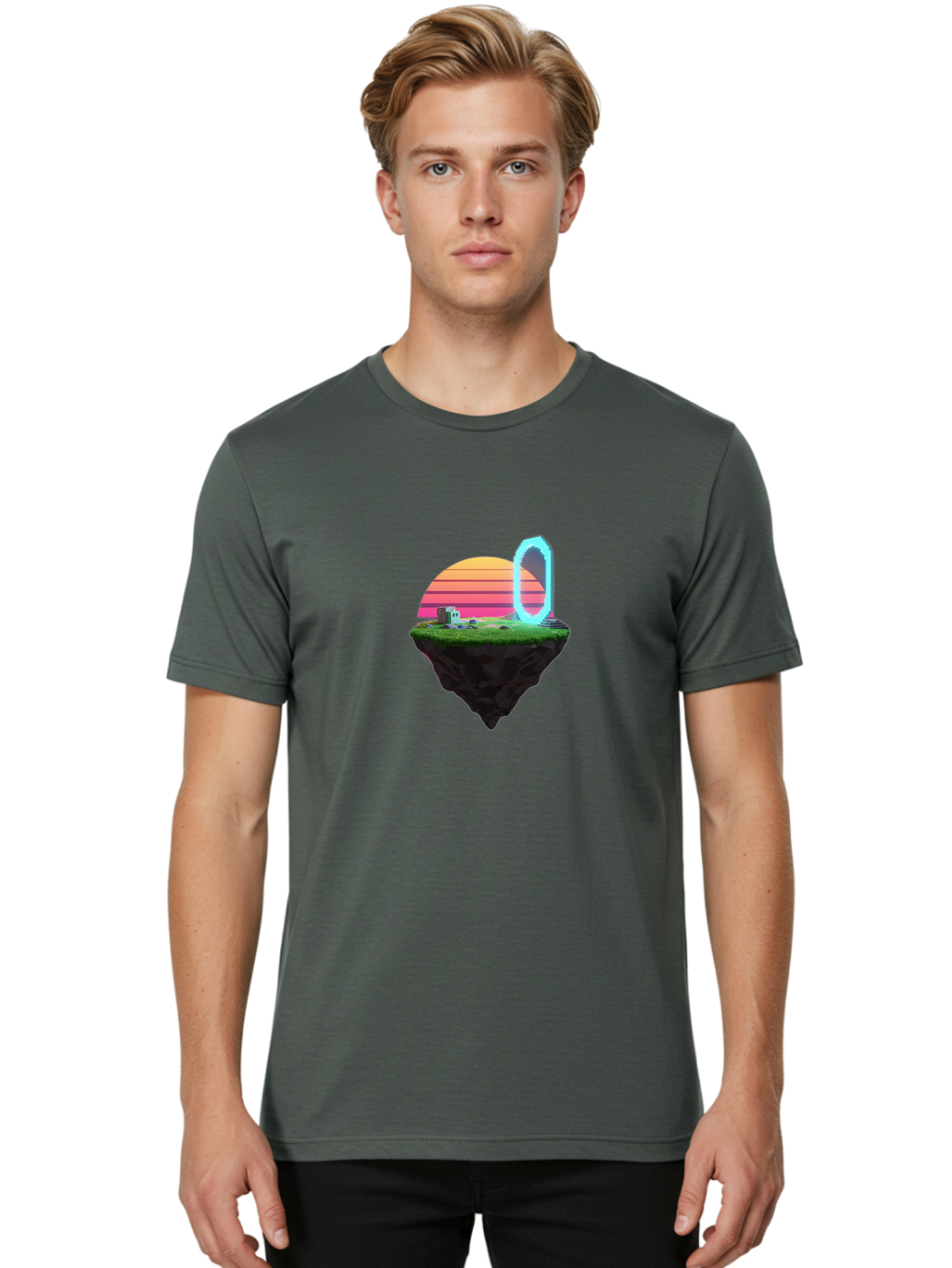 Vaporwave-Island Men'S Graphic Tee, 100% Cotton, Comfortable Casual Summer Wear, Machine Washable, Vintage Camera, Old Camera, Antique Camera, Black Camera, Classic Photography, Photography Equipment, Nostalgic Device, Film Camera, Camera Art Baj291