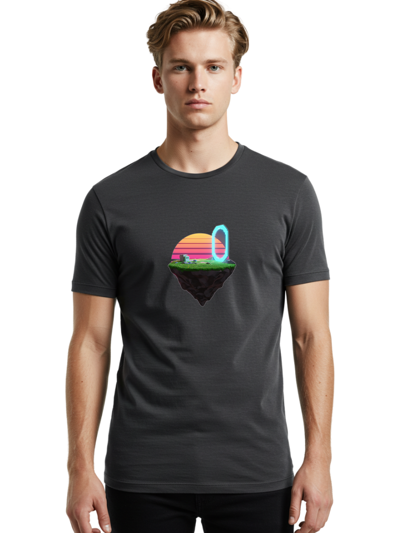 Vaporwave-Island Men'S Graphic Tee, 100% Cotton, Comfortable Casual Summer Wear, Machine Washable, Vintage Camera, Old Camera, Antique Camera, Black Camera, Classic Photography, Photography Equipment, Nostalgic Device, Film Camera, Camera Art Baj291